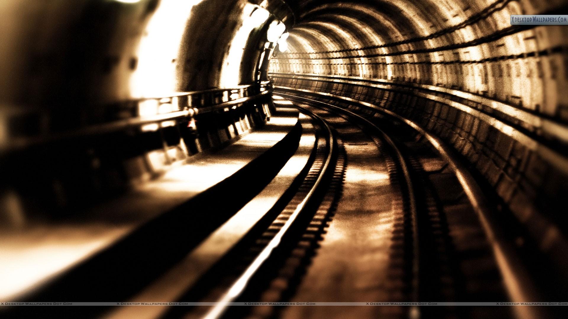1920x1080 Metro Train Tunnel Sepia Color Wallpaper