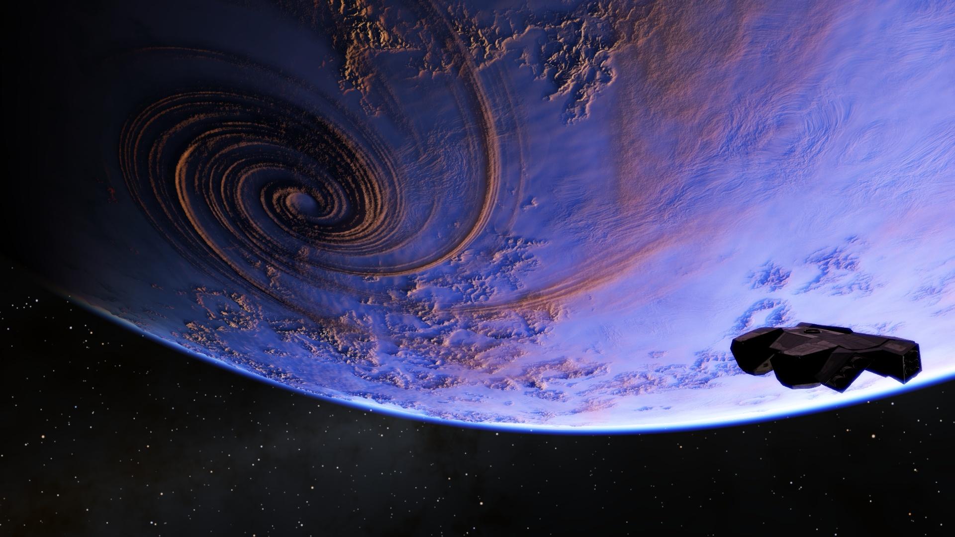 1920x1080 A starship orbiting around a planet (Space Engine) HD Wallpaper