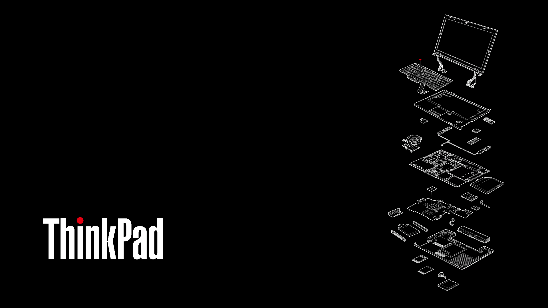 1920x1080 ThinkPad T430 exploded wallpaper except it has the T420 keyboard mod