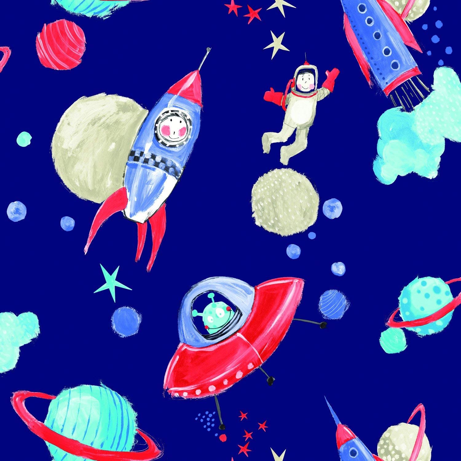 1500x1500 Arthouse, Starship Blue Space Planet Wallpaper, Kids Décor : Tools & Home Improvement