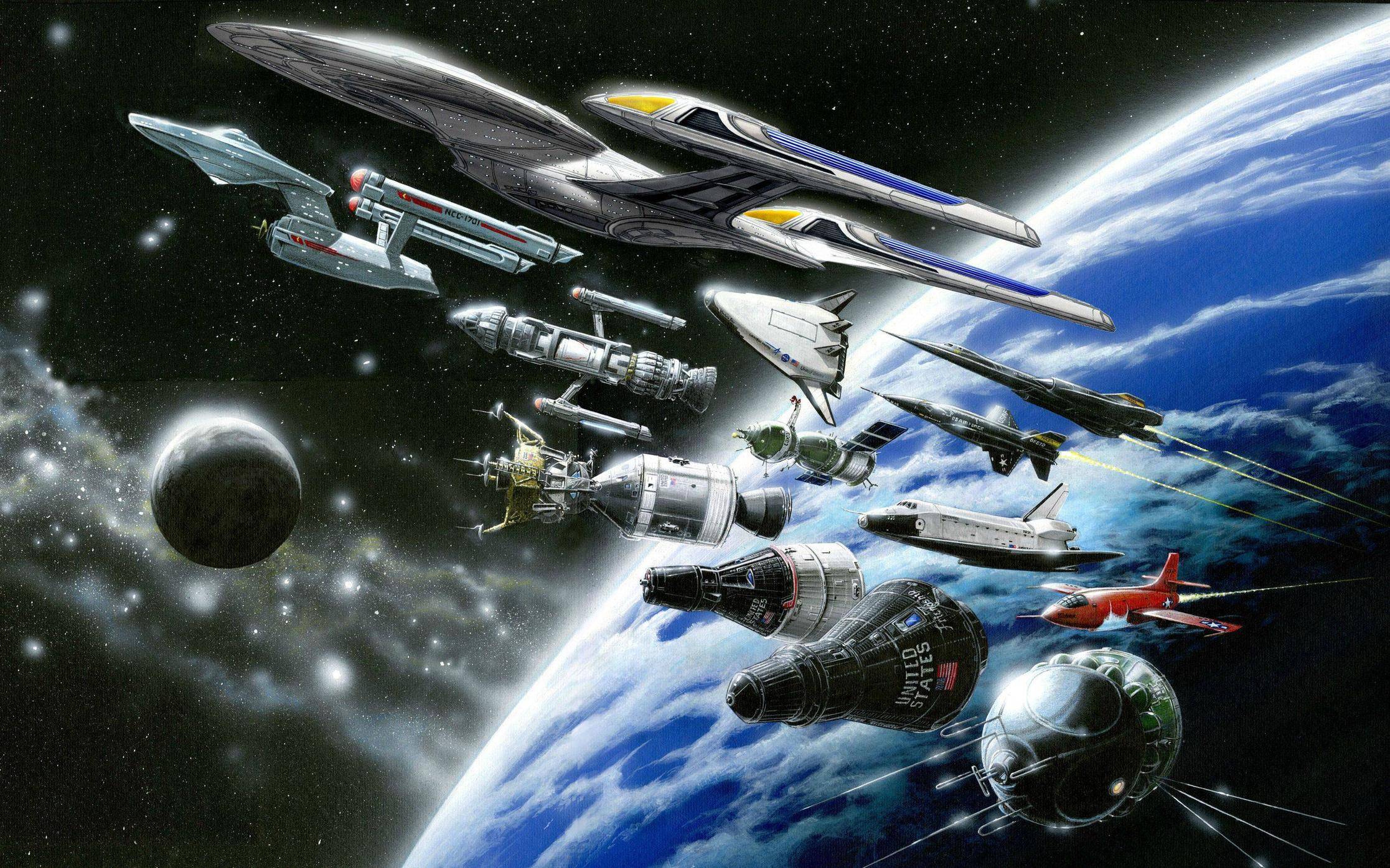 2233x1396 star, Trek, Starship, Enterprise, Spaceship, Nasa, Shuttle, Drawing, Stars, Planet, Moon, Capsule Wallpaper HD / Desktop and Mobile Background