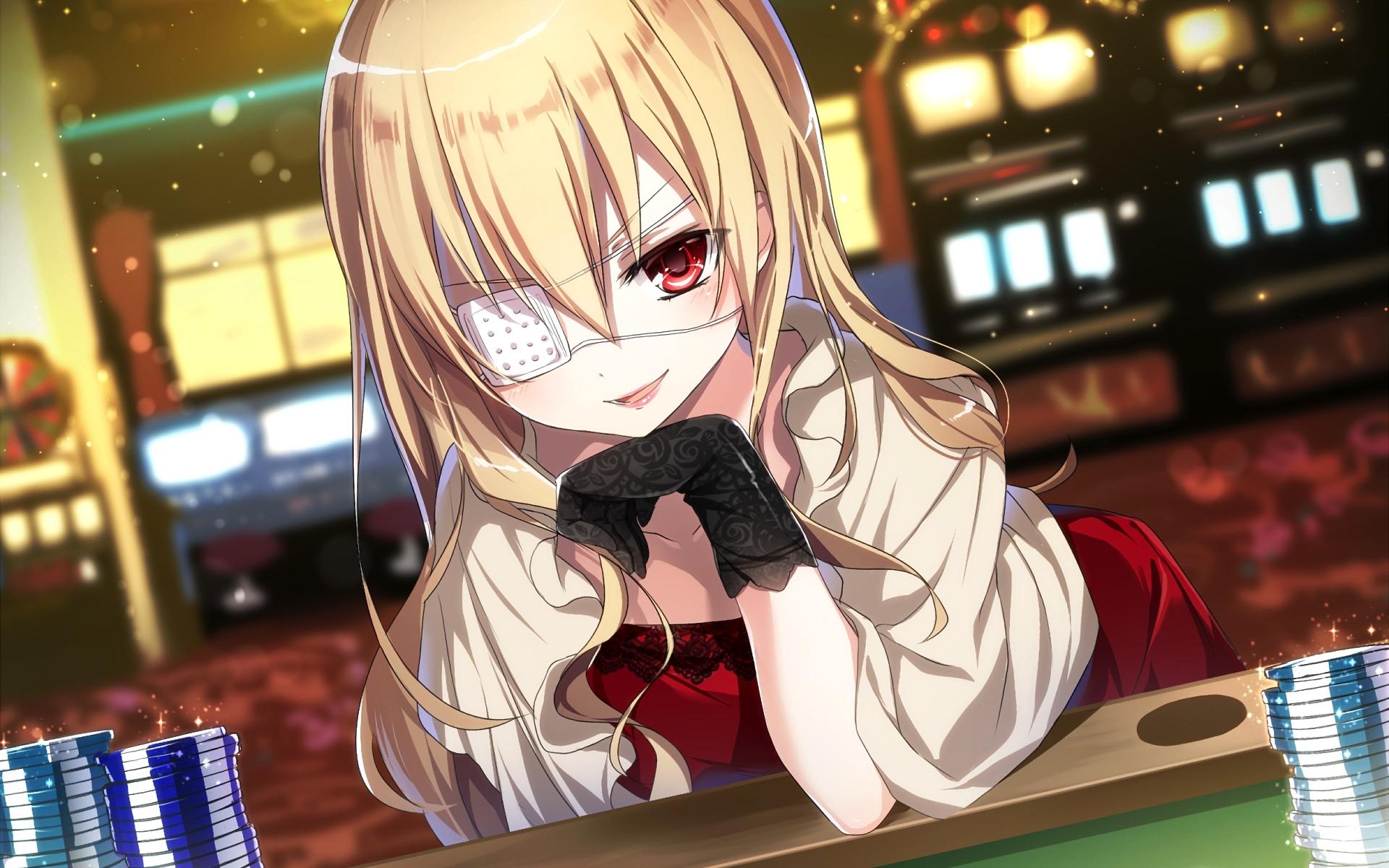 1920x1200 Desktop Wallpaper Poker, Anime Girl, Play, Original, HD Image, Picture, Background, Bcaec6