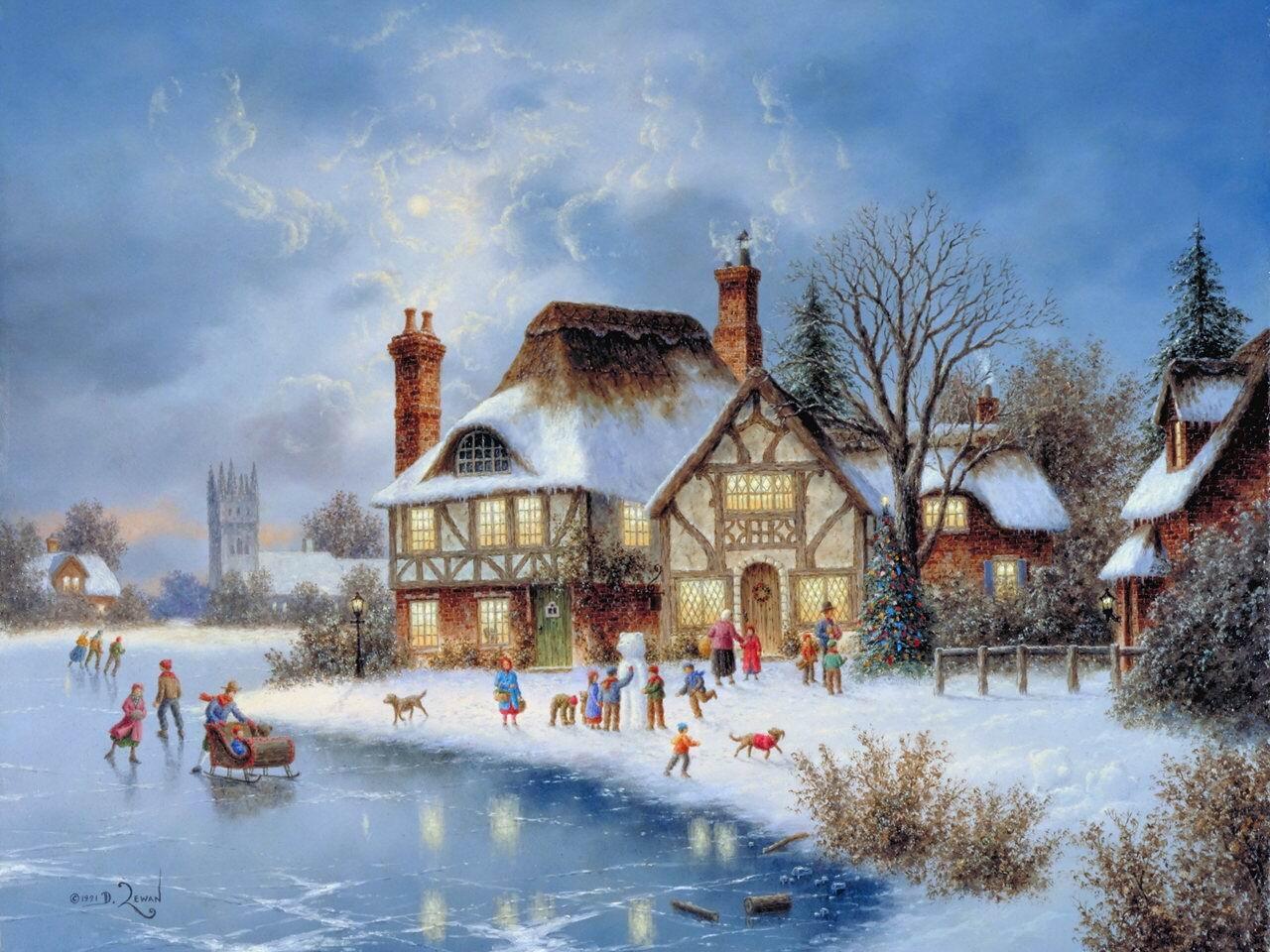 1280x960 Painting Christmas wallpaper. Painting Christmas