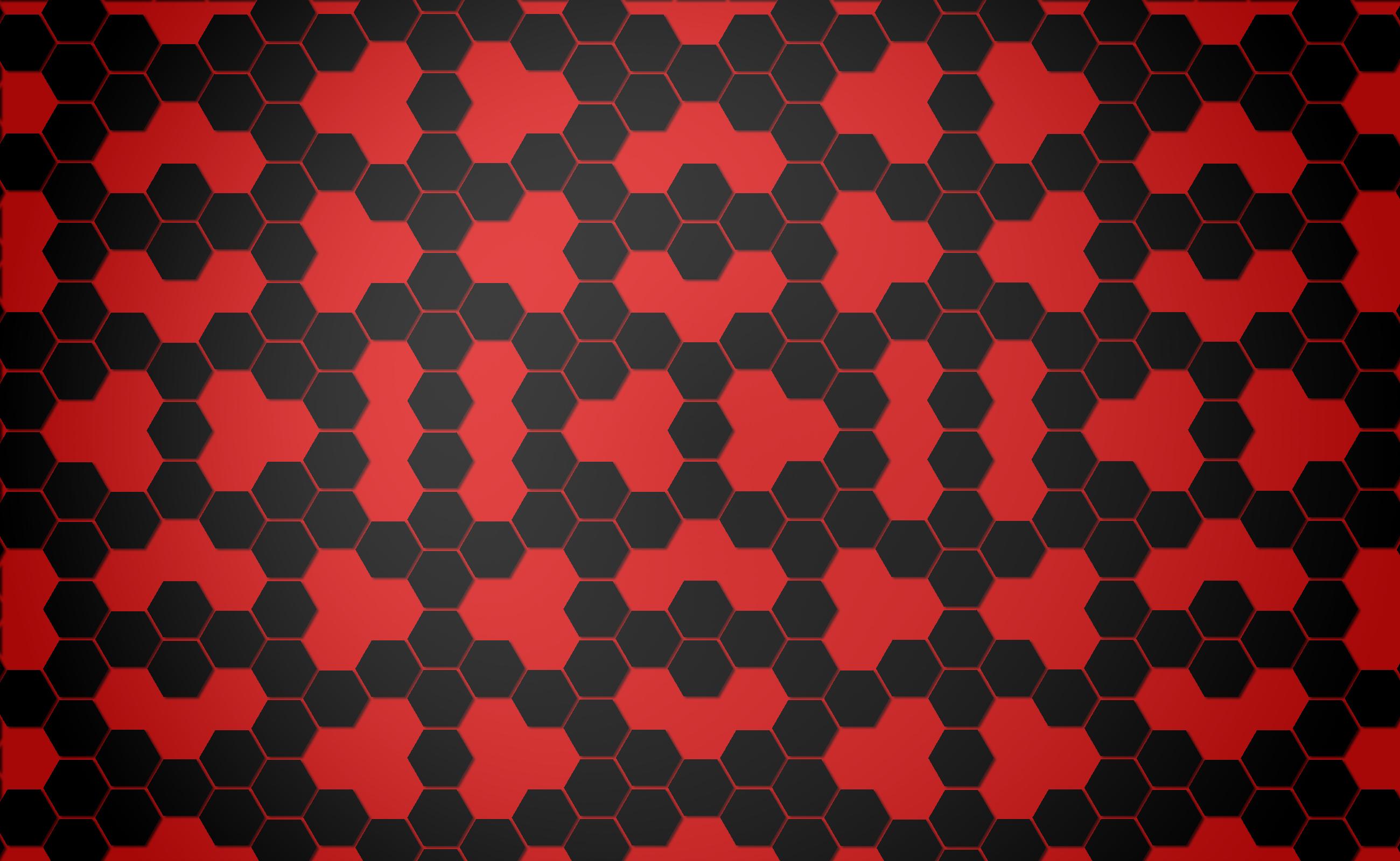 2600x1600 Background black and red hexagon HD Wallpaper