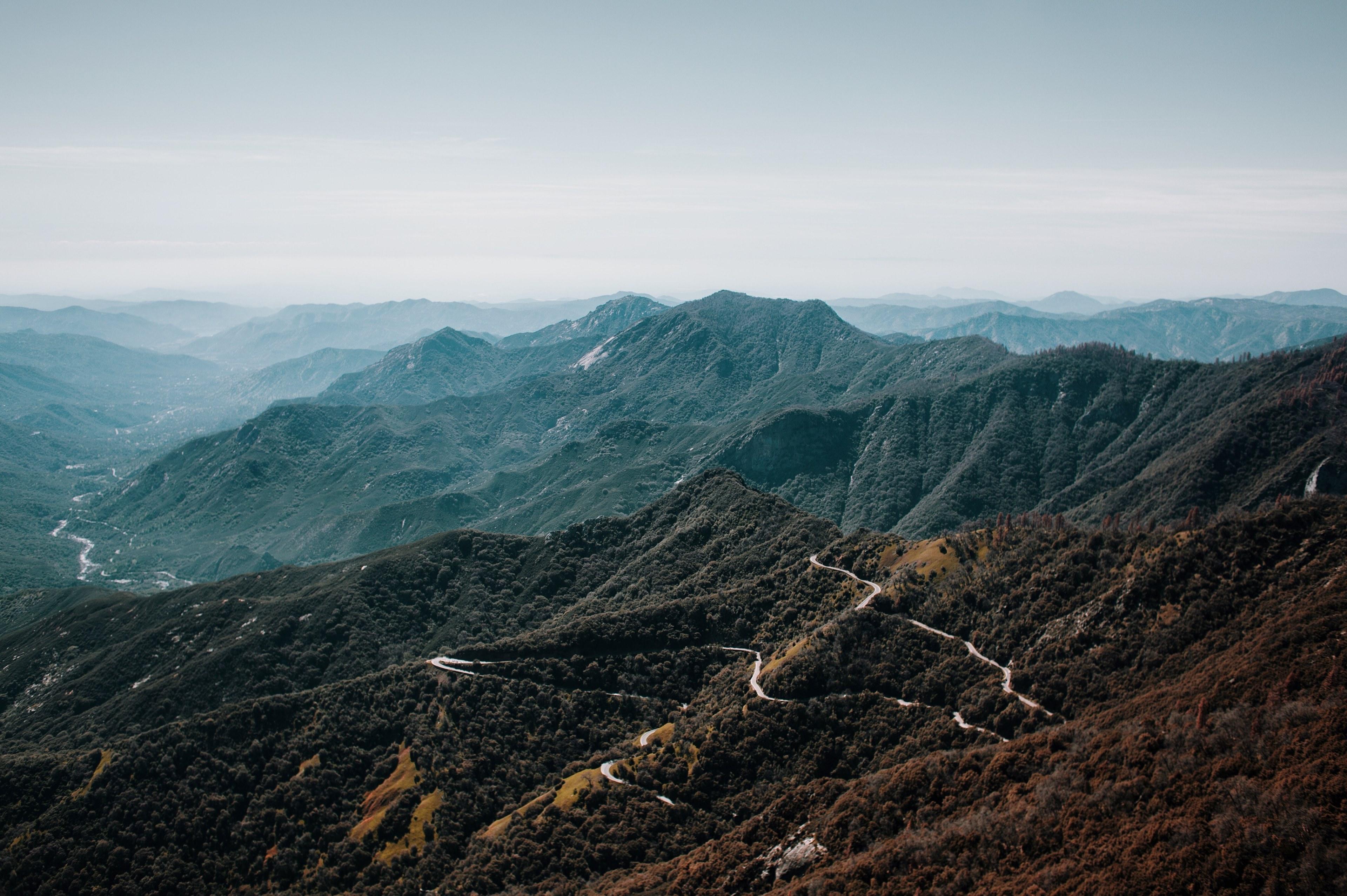 3840x2555 Wallpaper / zigzagging roads on wooded mountains in sequoia national park, zigzagging mountain roads 4k wallpaper