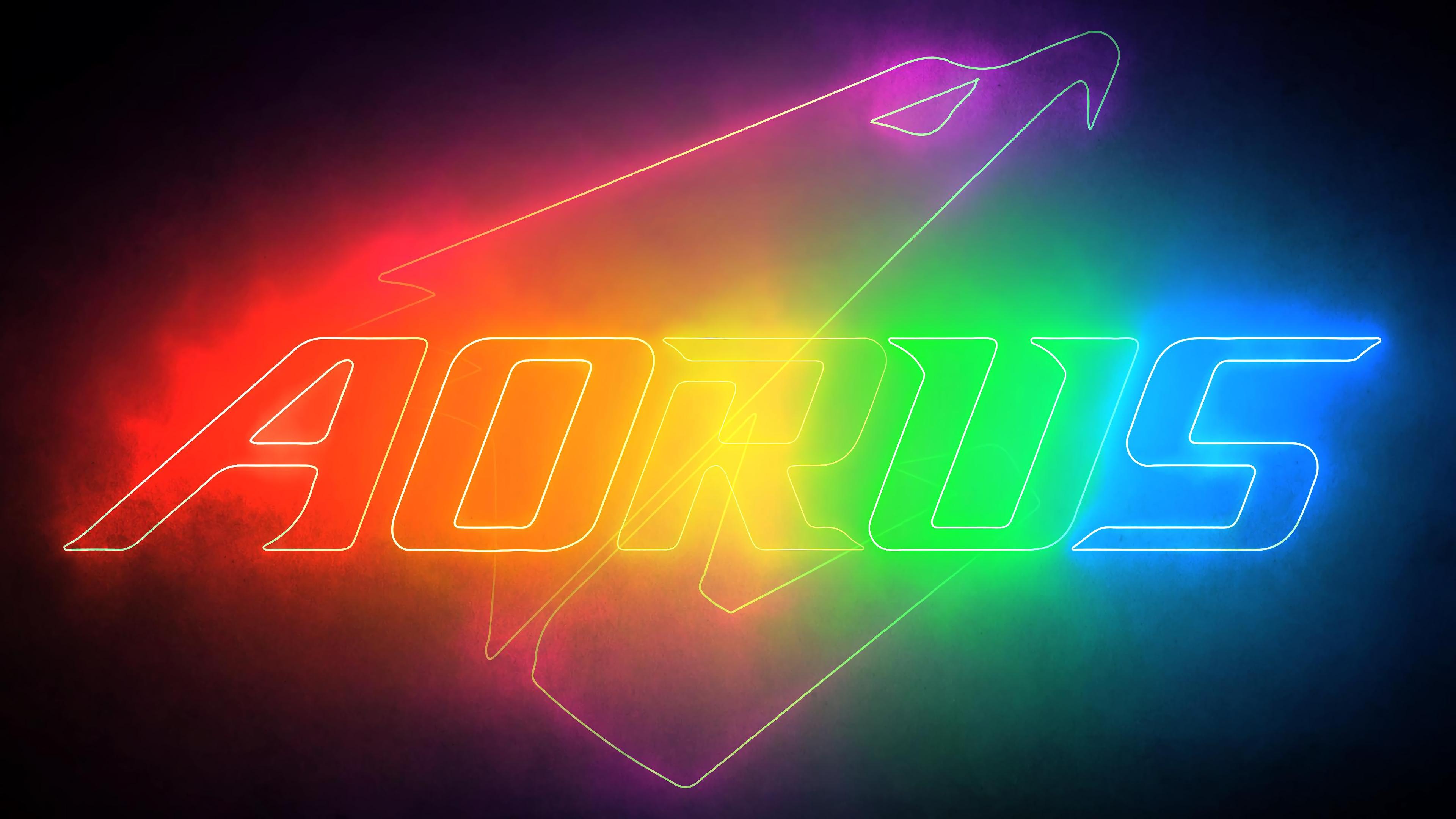 3840x2160 AORUS Logo RGB Neon 4K