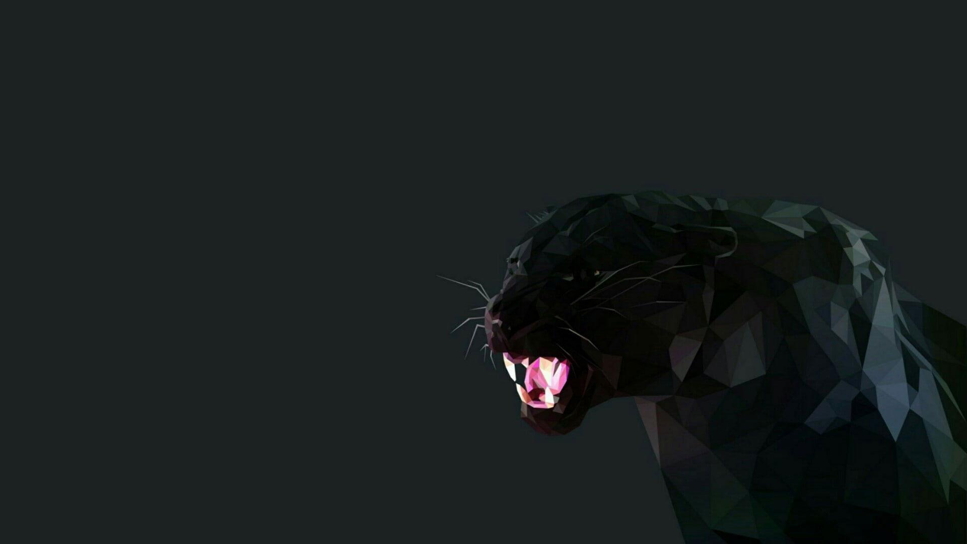 1920x1080 Panther Wallpaper, Lowpoly, Low Poly, Art, Graphics, Artwork, Black Panther