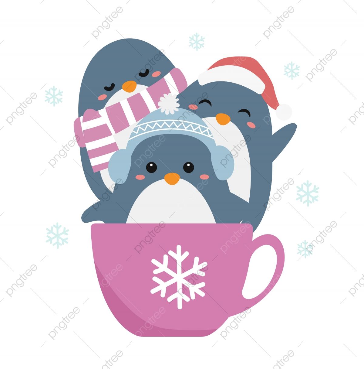 1200x1215 Cute Penguin In A Cup Illustration For Christmas Decoration, Background, Christmas, Christmas Tree PNG and Vector with Transparent Background for Free Download