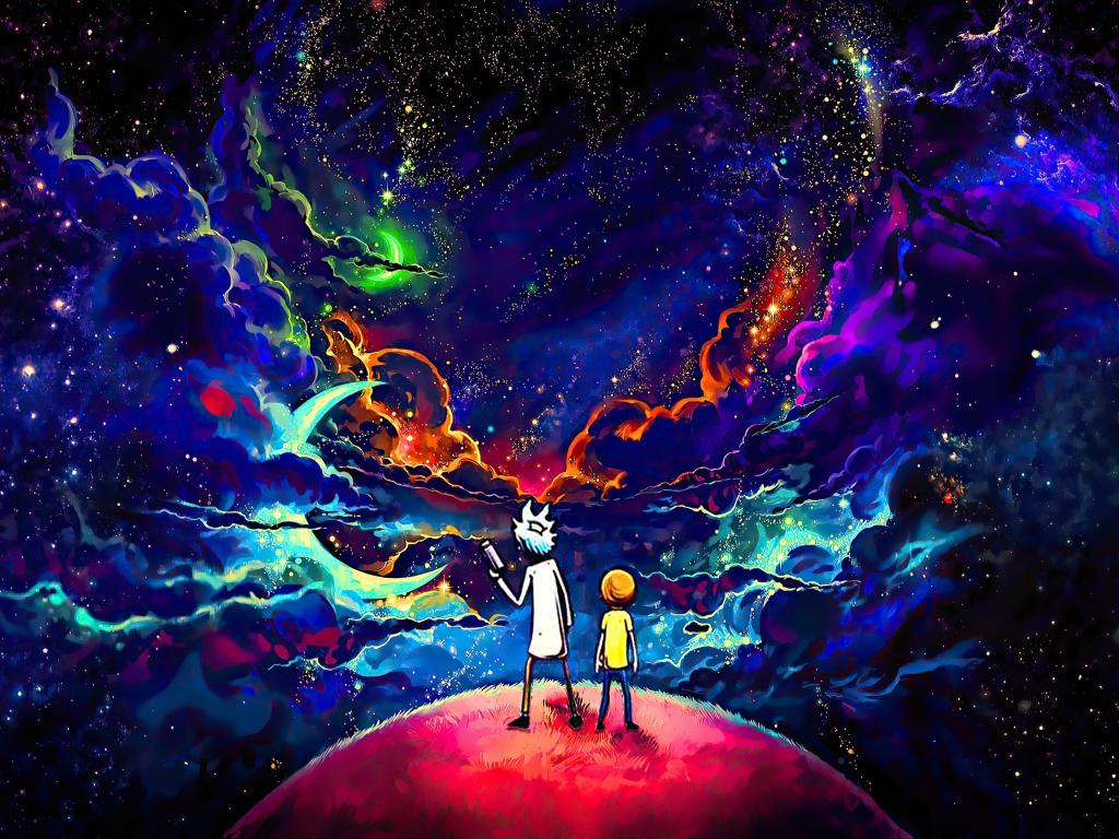 1024x768 Desktop Wallpaper Rick And Morty, Orange Dark Space, Art, HD Image, Picture, Background, 41e4ea