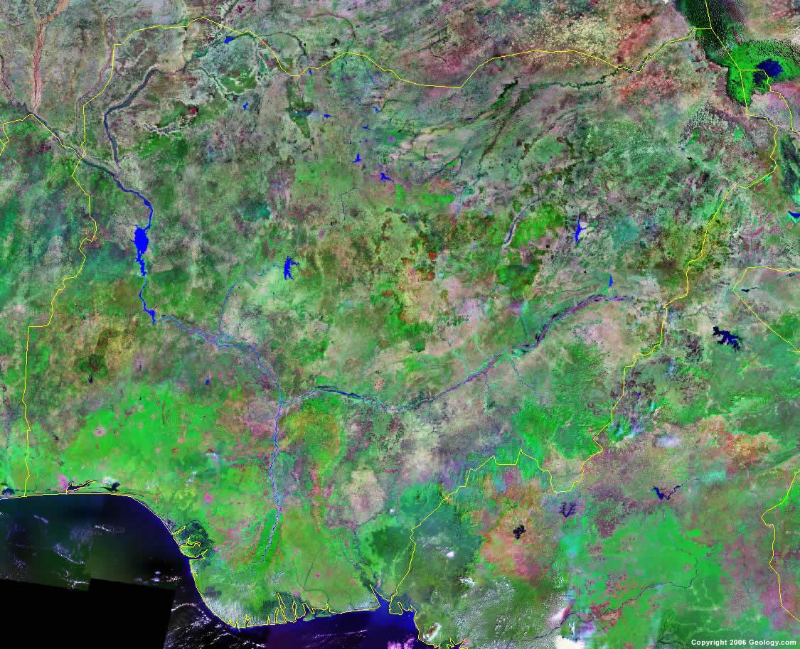 1125x913 Nigeria Map and Satellite Image