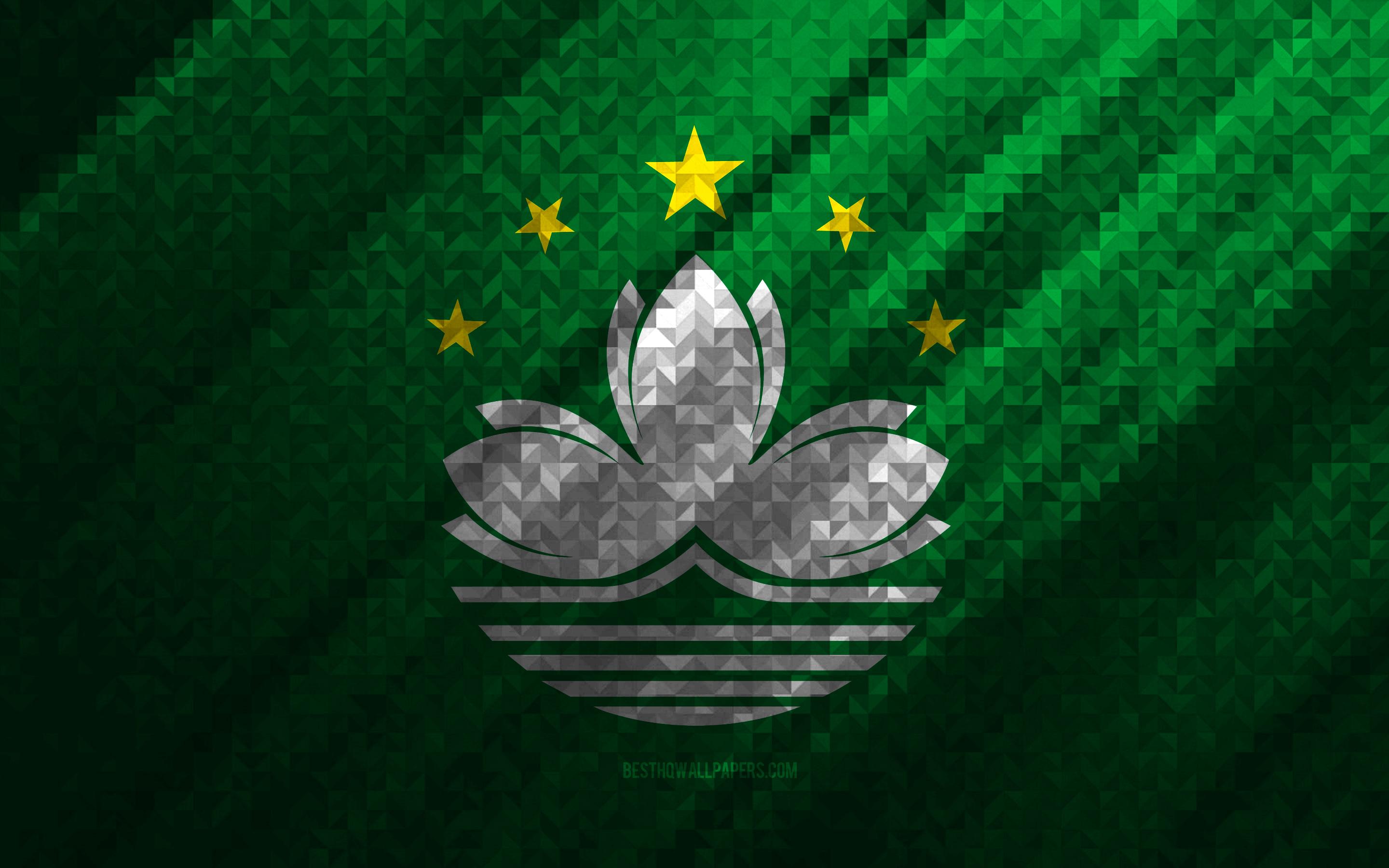 2880x1800 Download wallpaper Flag of Macau, multicolored abstraction, Macau mosaic flag, Macau, mosaic art, Macau flag for desktop with resolution 2880x1800. High Quality HD picture wallpaper