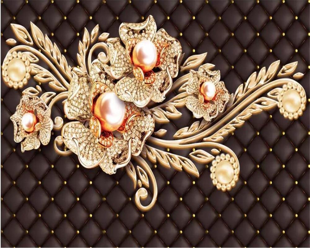 1000x800 Beibehang Custom Wallpaper 3D Photo Murals Black Simple Jewelry Diamond Pearl Flower European Style TV Background 3D Wall paper. custom wallpaper. background wallpaperphoto murals