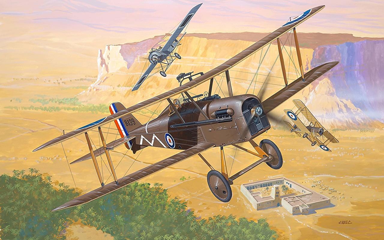 1280x800 Wallpaper Airplane Royal Aircraft Factory S.E.5a Flight Painting Art