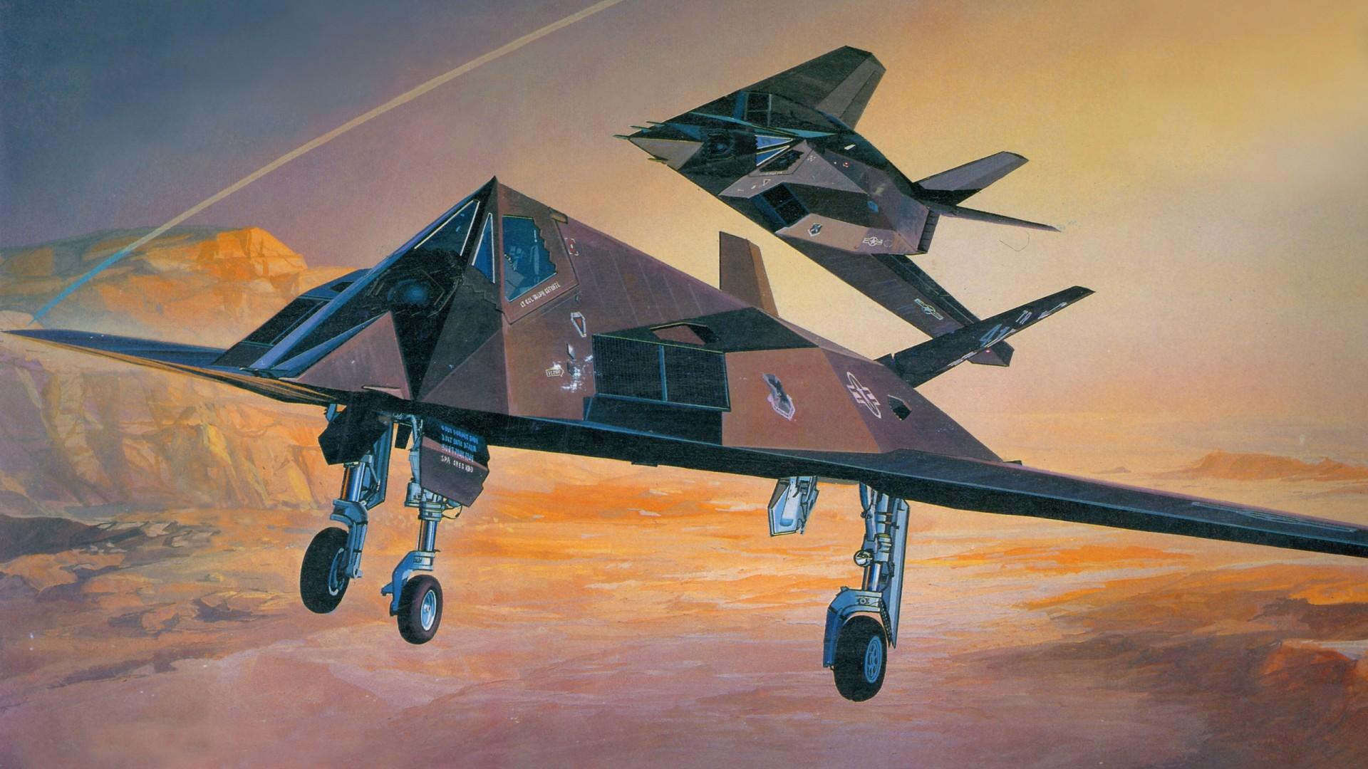 1920x1080 Airplane Painting Art Fighter F 117a Flight Aviation Wallpaper And Photo 331956 :