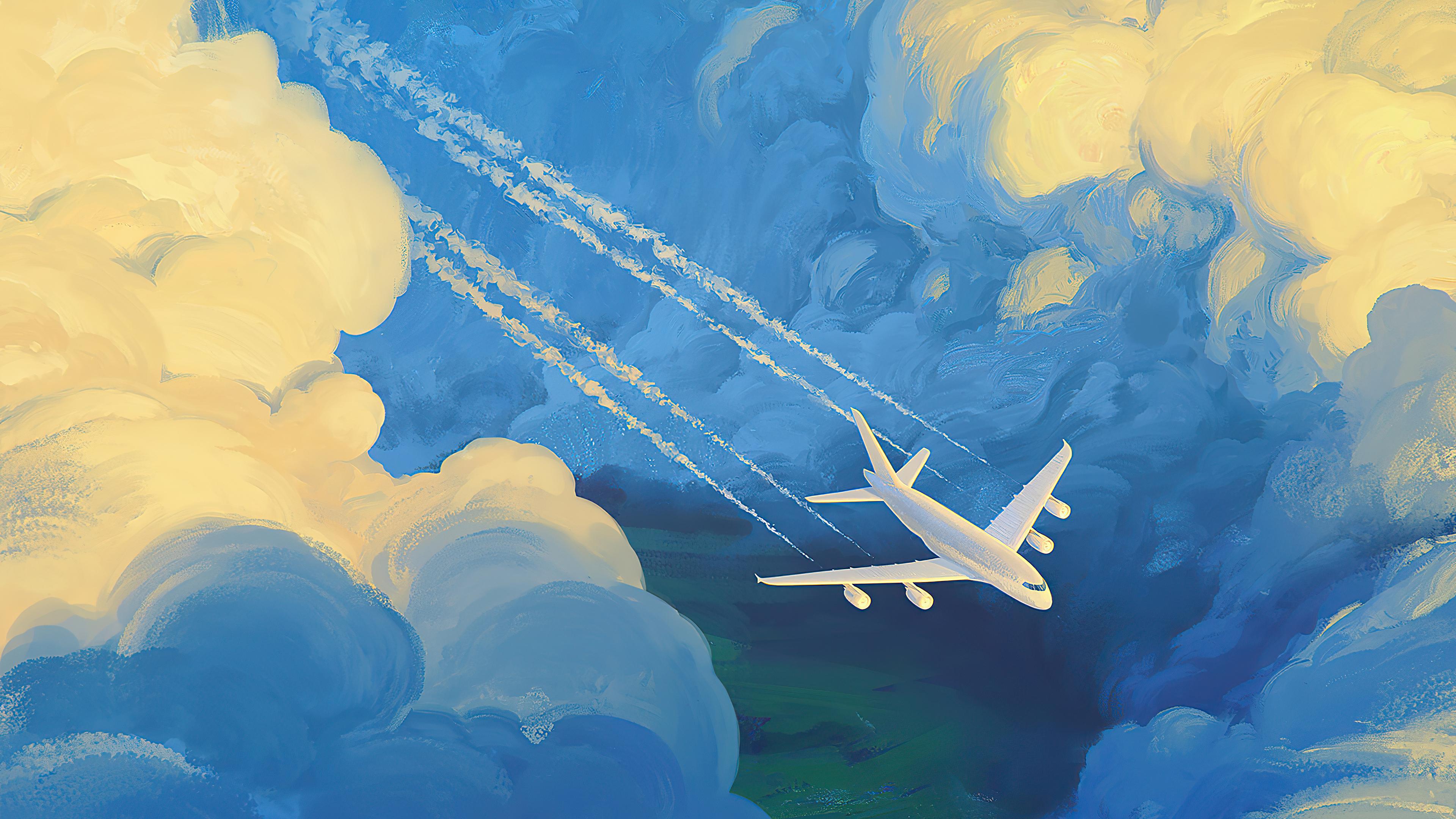 3840x2160 Plane Artwork 4k 4k HD 4k Wallpaper, Image, Background, Photo and Picture