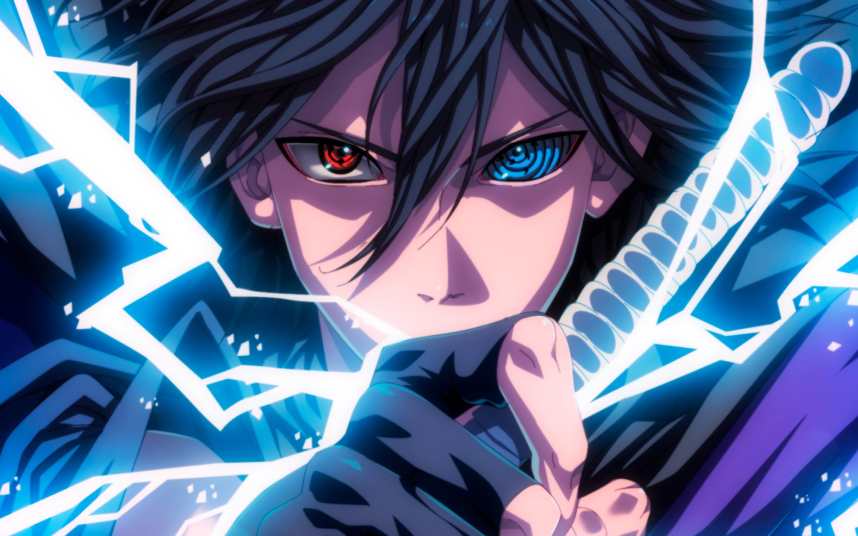 2880x1800 Sasuke Sharingan Rinnegan Eyes Lightning 4K Wallpaper