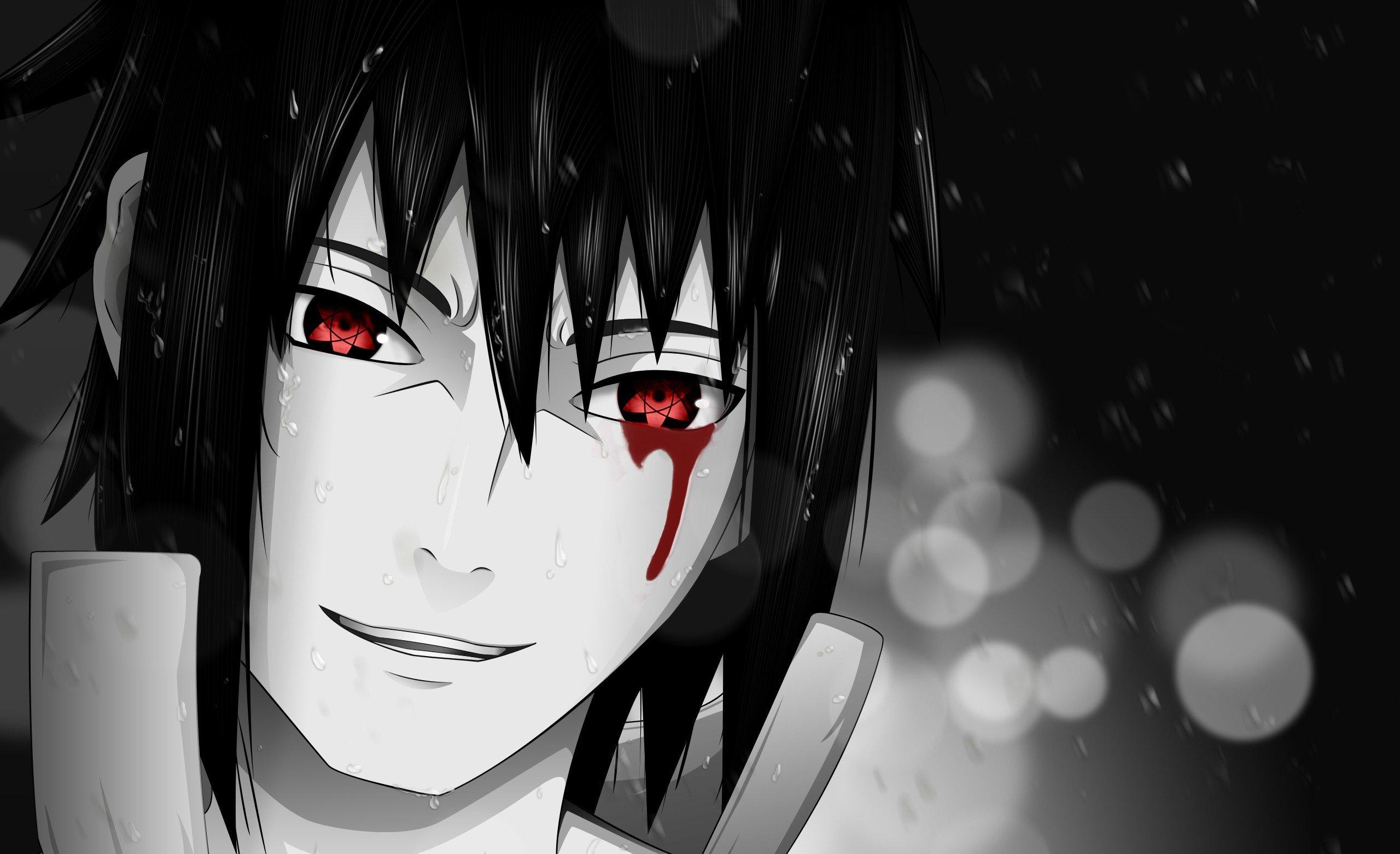 2560x1562 naruto shippuuden anime uchiha sasuke sharingan bokeh blood selective coloring wallpaper