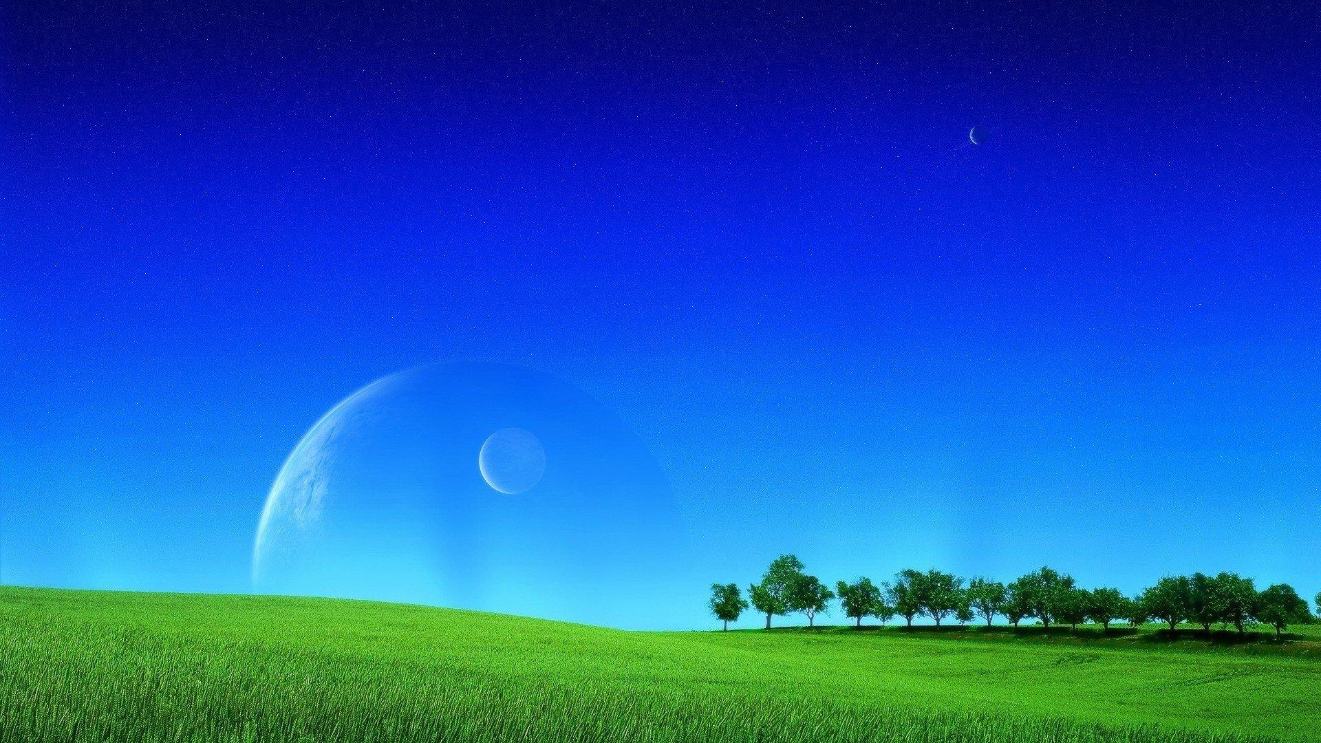 1920x1080 field, Grass, Moonlight, Sky, Planet HD Wallpaper / Desktop and Mobile Image & Photo