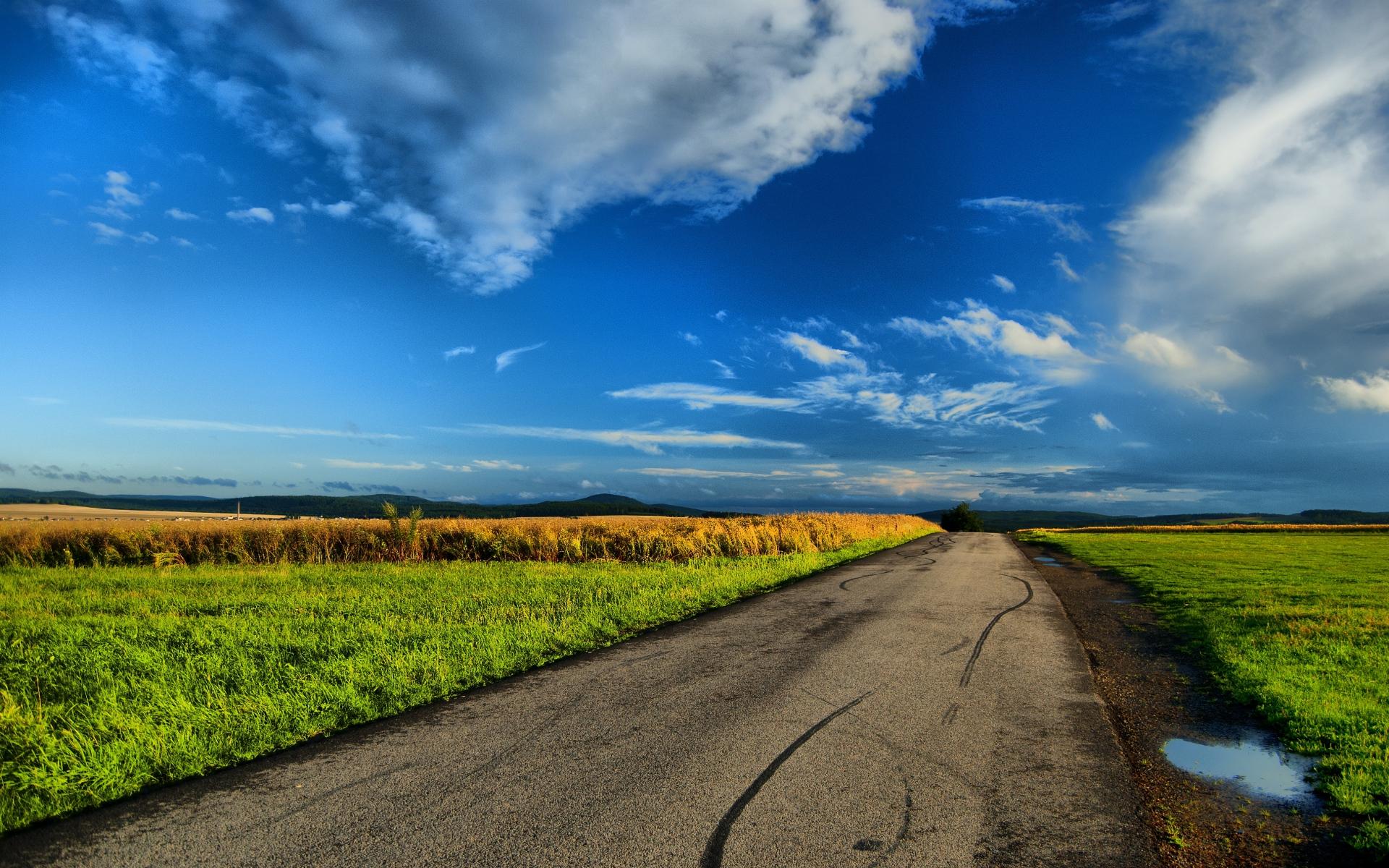 1920x1200 Road Fields Grass & Sky wallpaper. Road Fields Grass & Sky