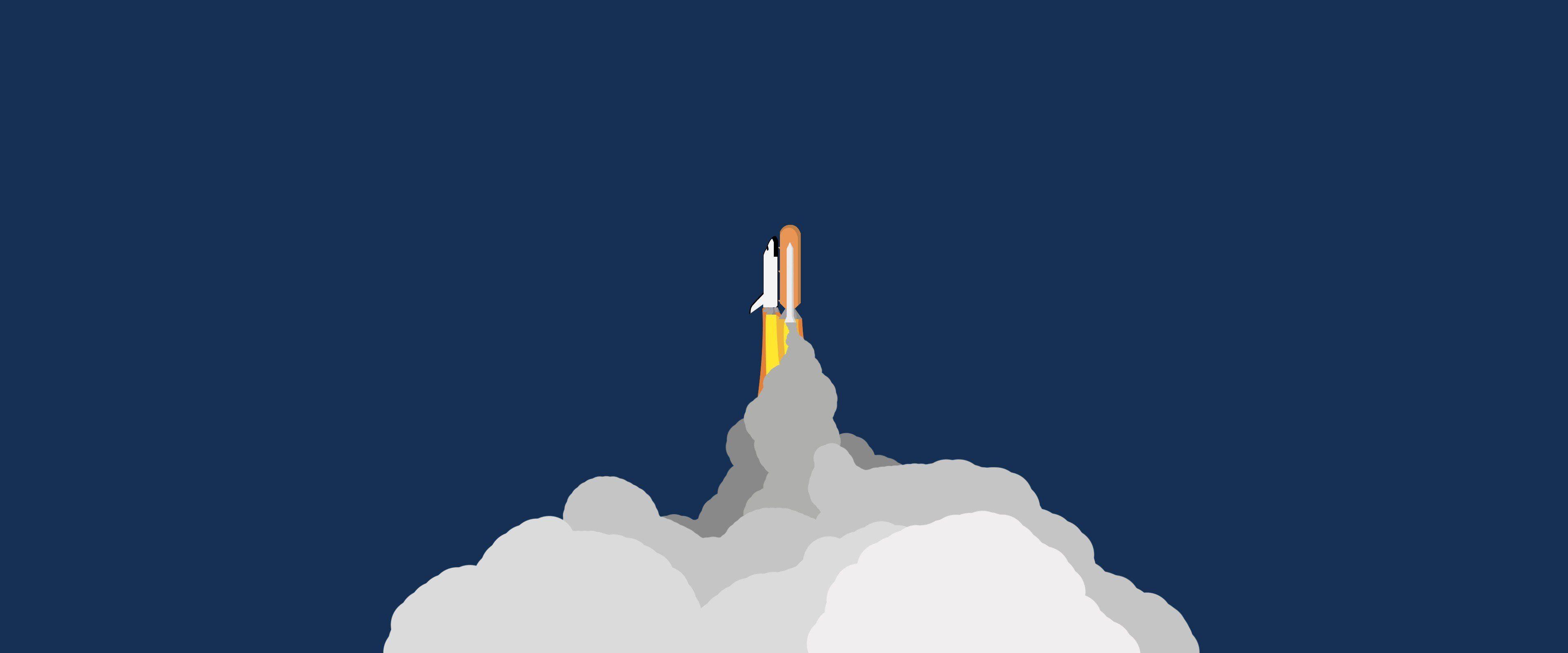 3840x1600 Minimalism Rocket Black Wallpaper