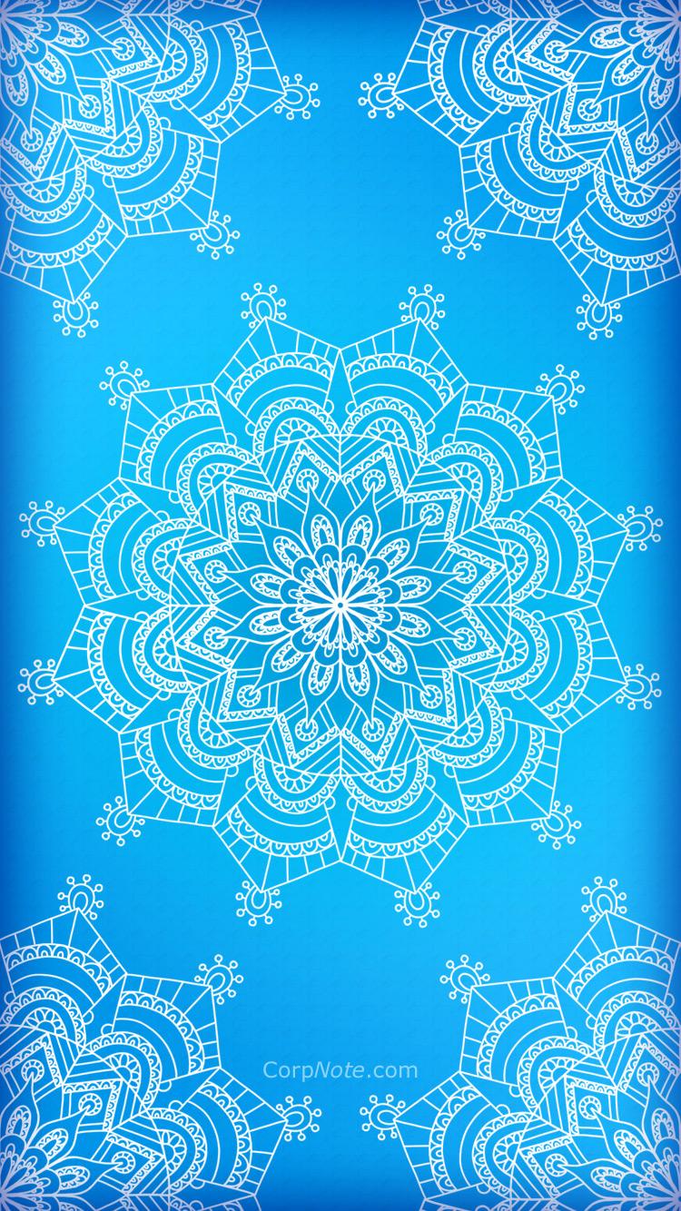 750x1334 Mandala Wallpaper Blue