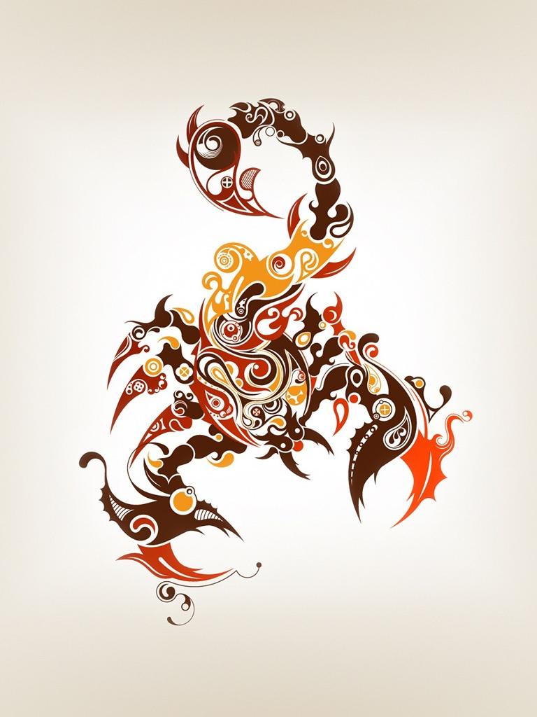 768x1024 Vector Tribal Scorpion Tattoo iPhone HD Wallpaper Free