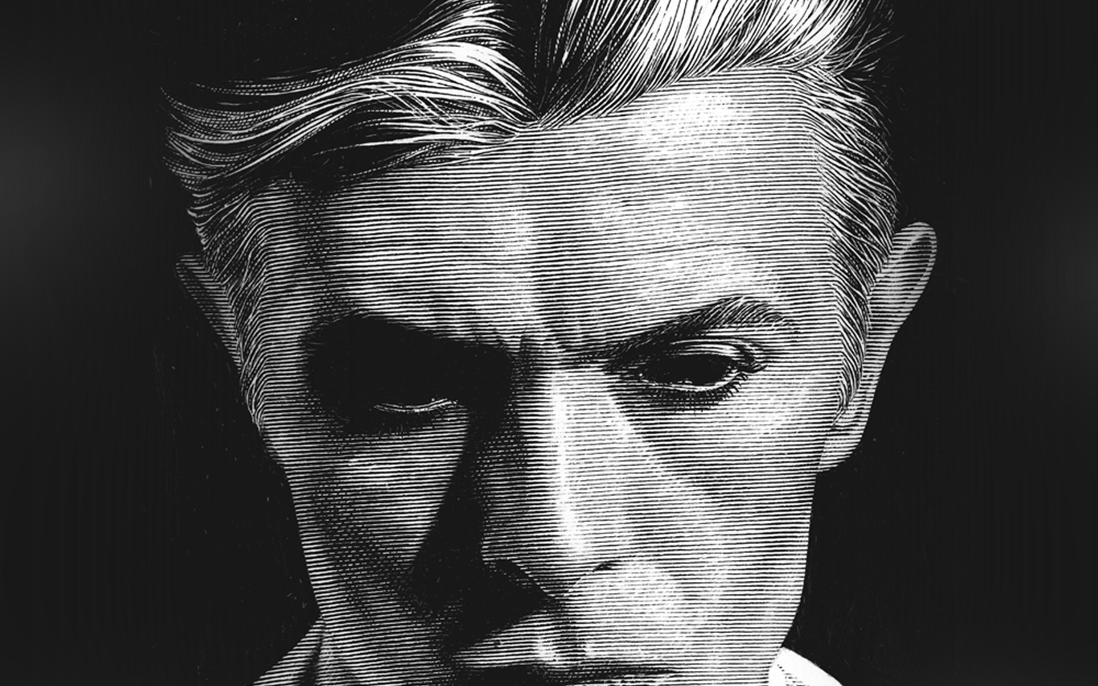 3840x2400 David Bowie Art Face Singer Artist Bw Dark Illust Anime Wallpaper