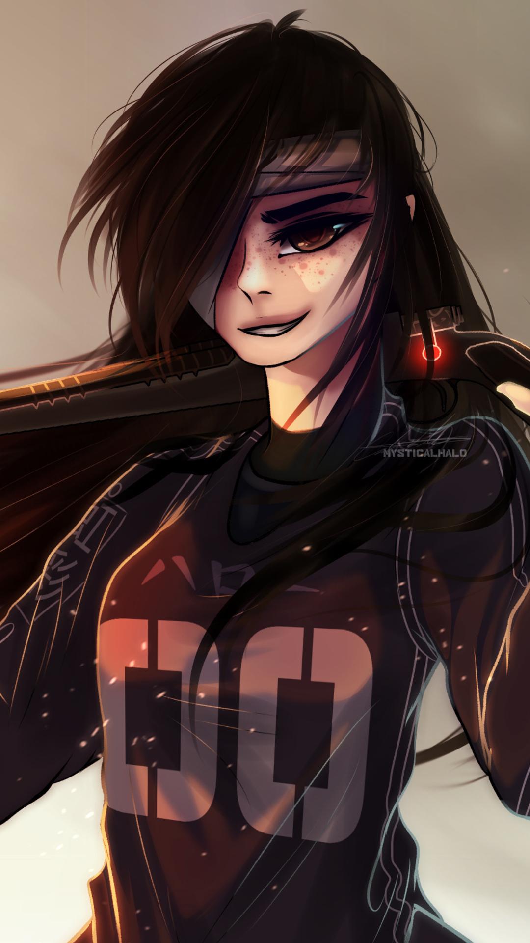 1080x1920 1080x1920 anime girl, warrior, gun, artist, artwork, digital art, hd, for iPhone 8 wallpaper
