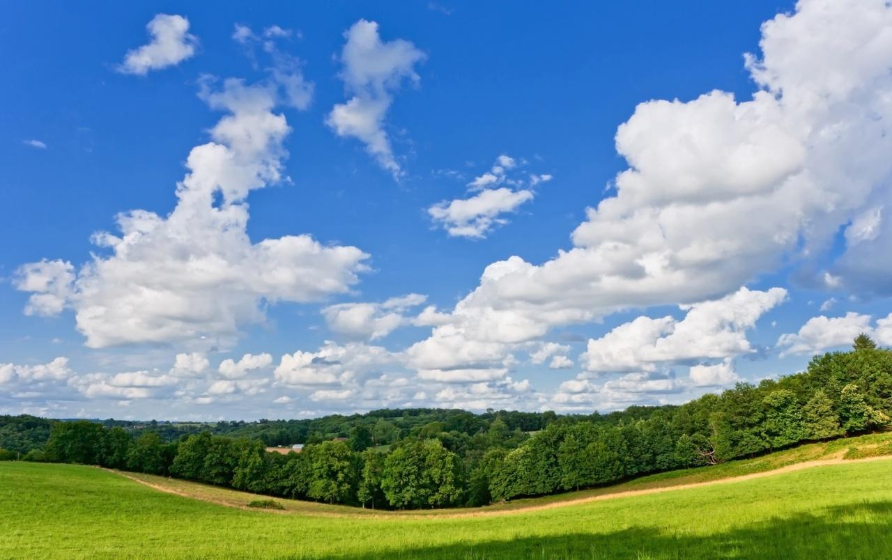 1280x804 Clouds Forest Field Hills wallpaper. Clouds Forest Field Hills