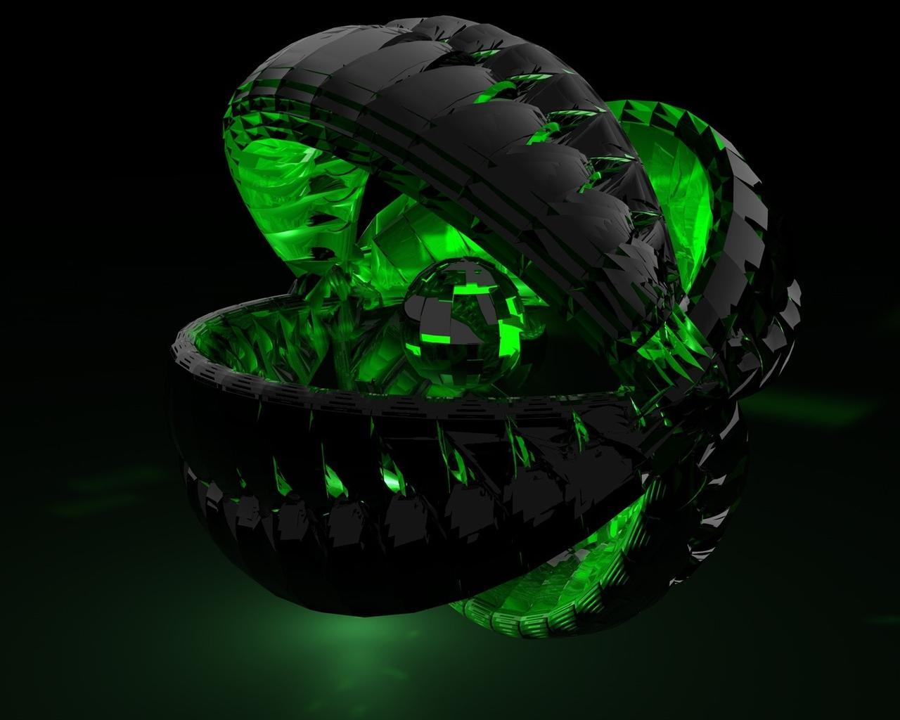 1280x1024 3D digital green ball