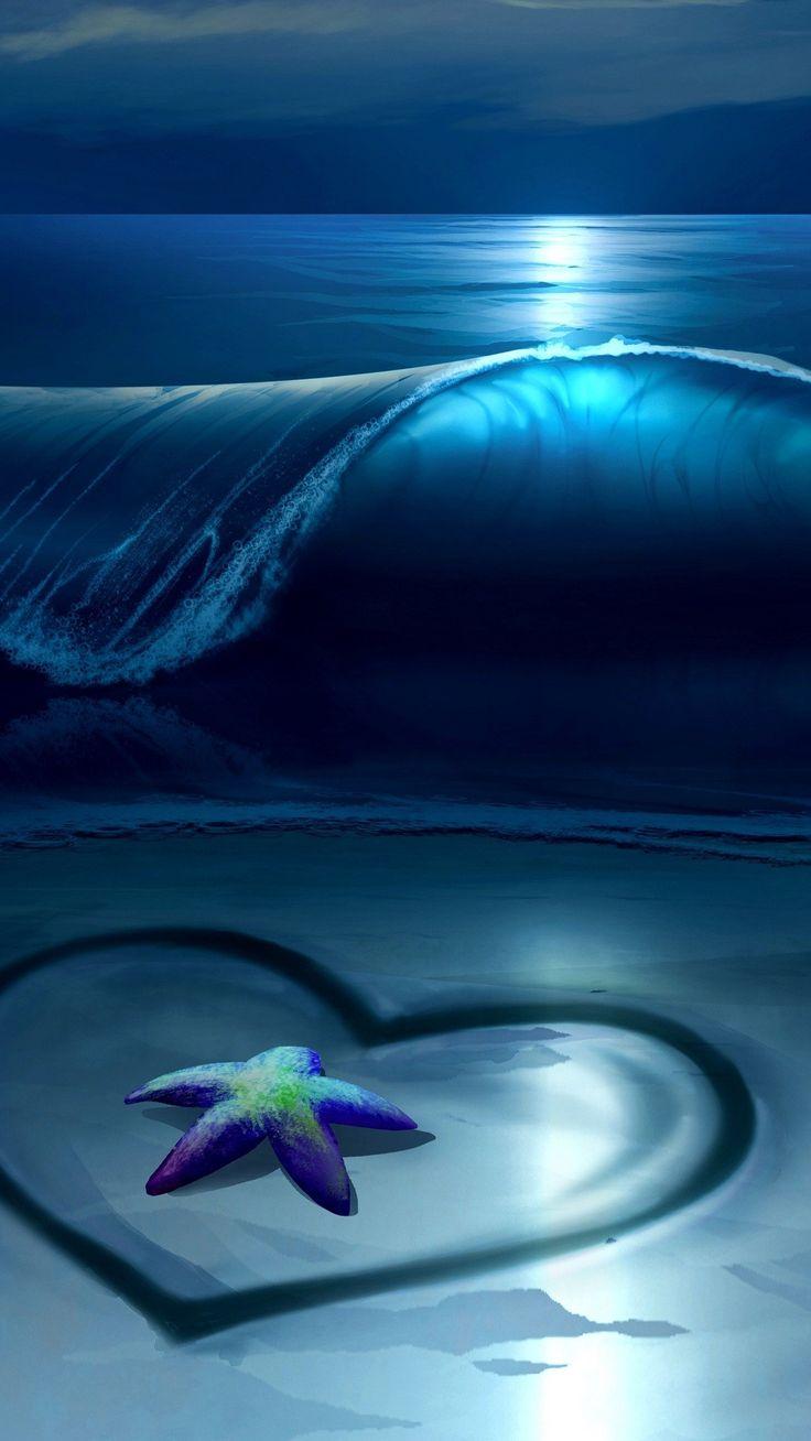 736x1308 Ocean Waves over Heart Wallpaper. Beach wallpaper, Phone wallpaper, iPhone wallpaper bright