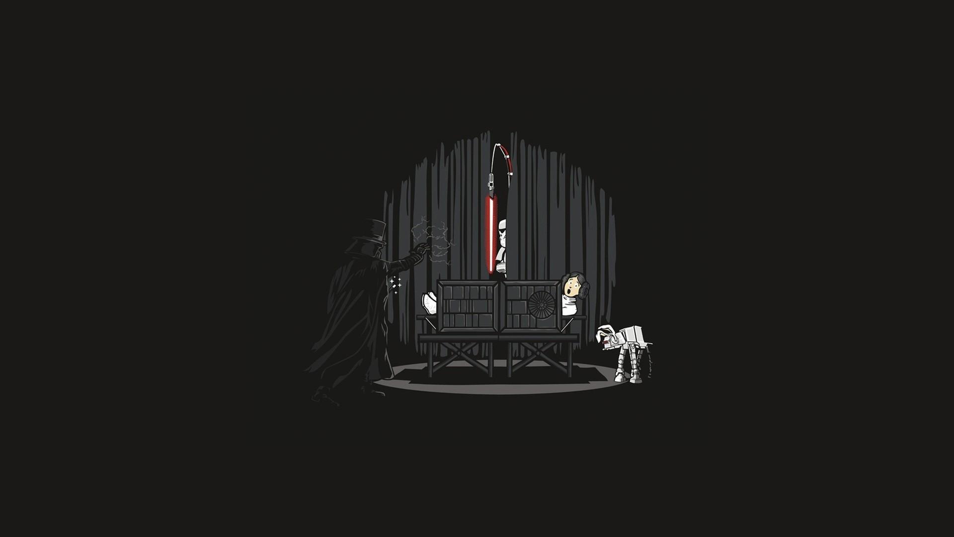 1920x1080 Star Wars, minimalistic, Darth Vader, Han Solo, Leia Organa, Storm Trooper wallpaper
