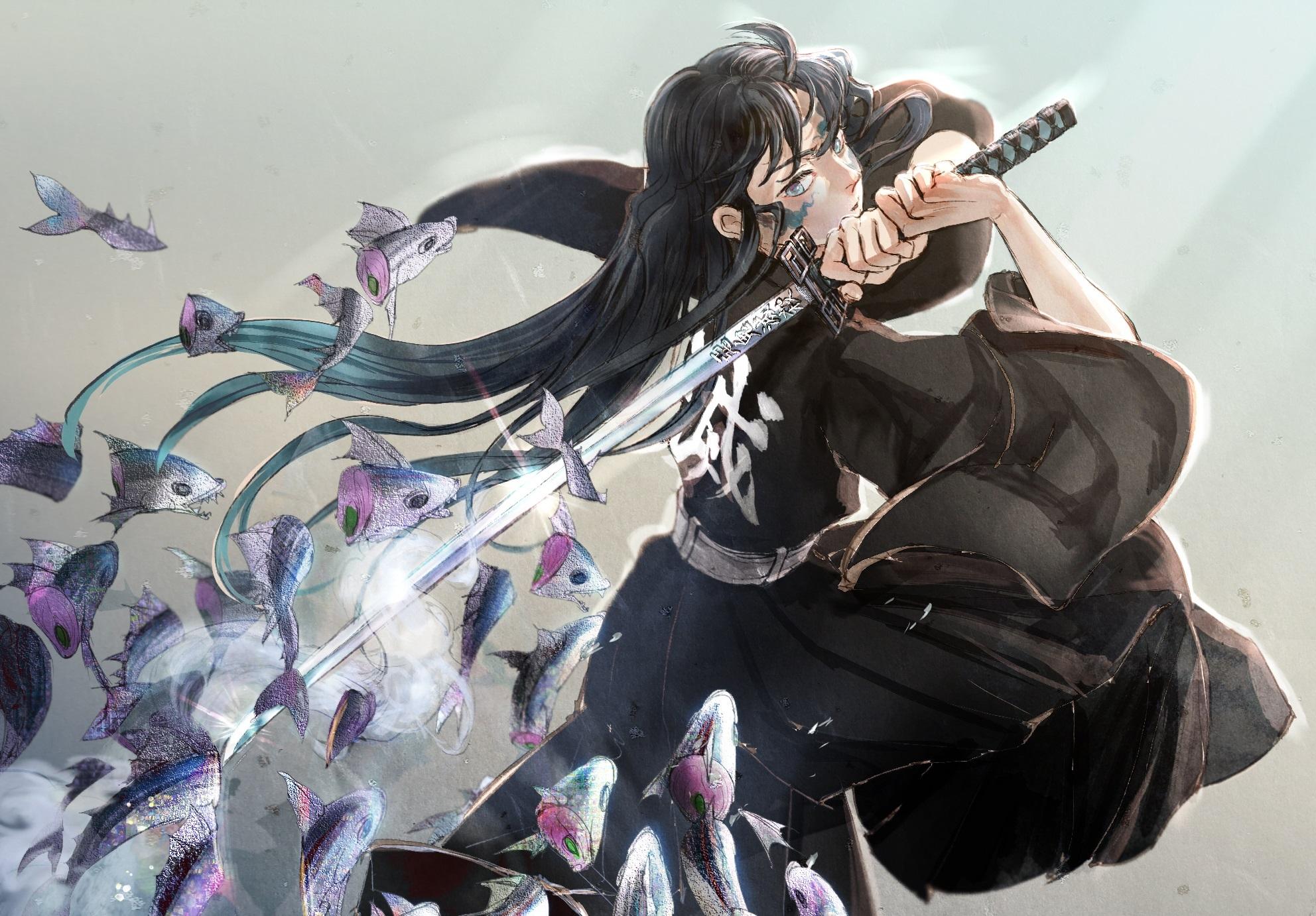 1984x1382 Download 1984x1382 Muichiro Tokito, Kimetsu No Yaiba, Katana, Black Hair Wallpaper