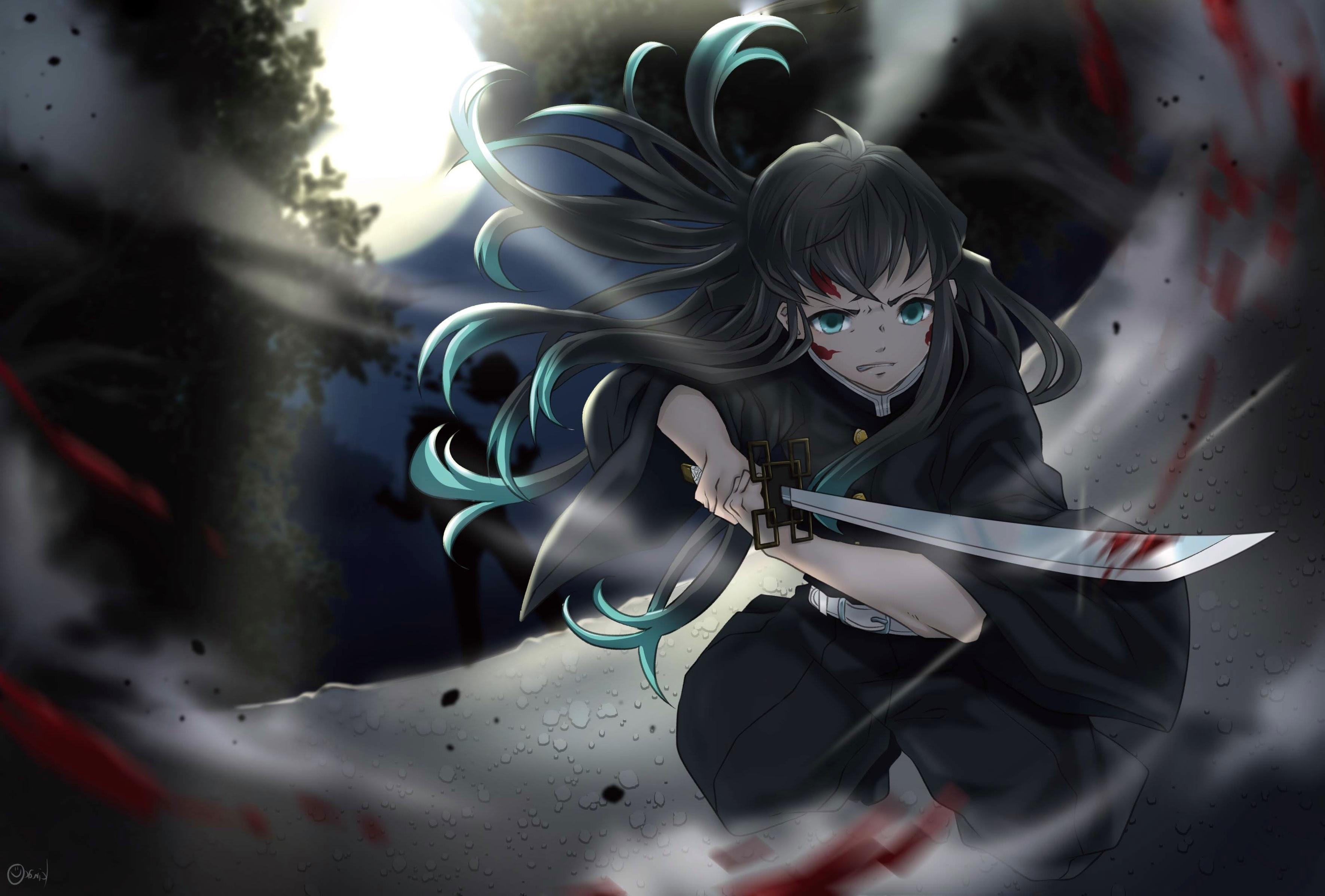 3541x2396 Wallpaper Katana, Demon Slayer, Muichiro Tokito, Kimetsu No Yaiba, Black Hair:3541x2396
