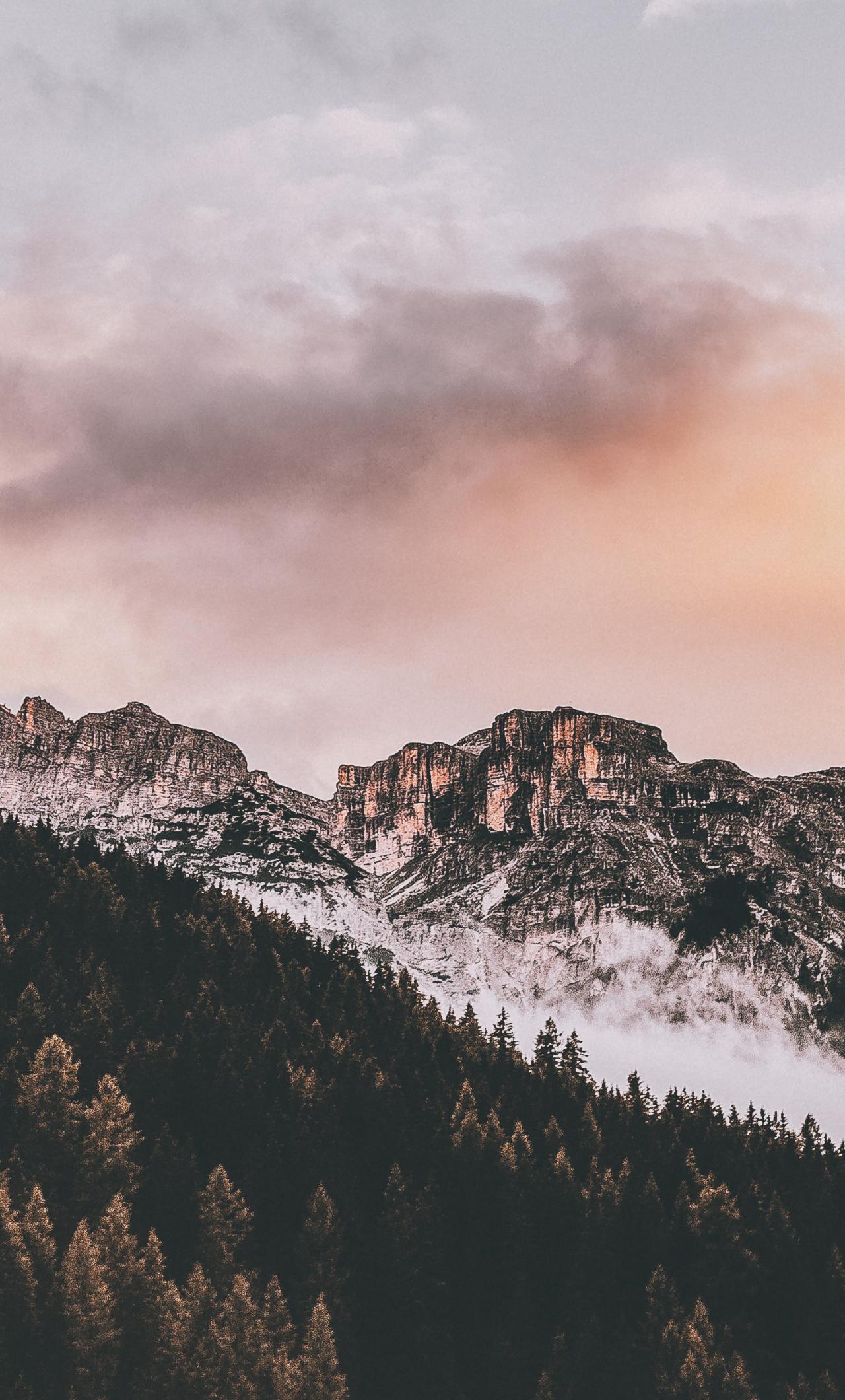 1280x2120 Download Mountains, tree, nature, clouds, autumn wallpaper, 1280x iPhone 6 Plus