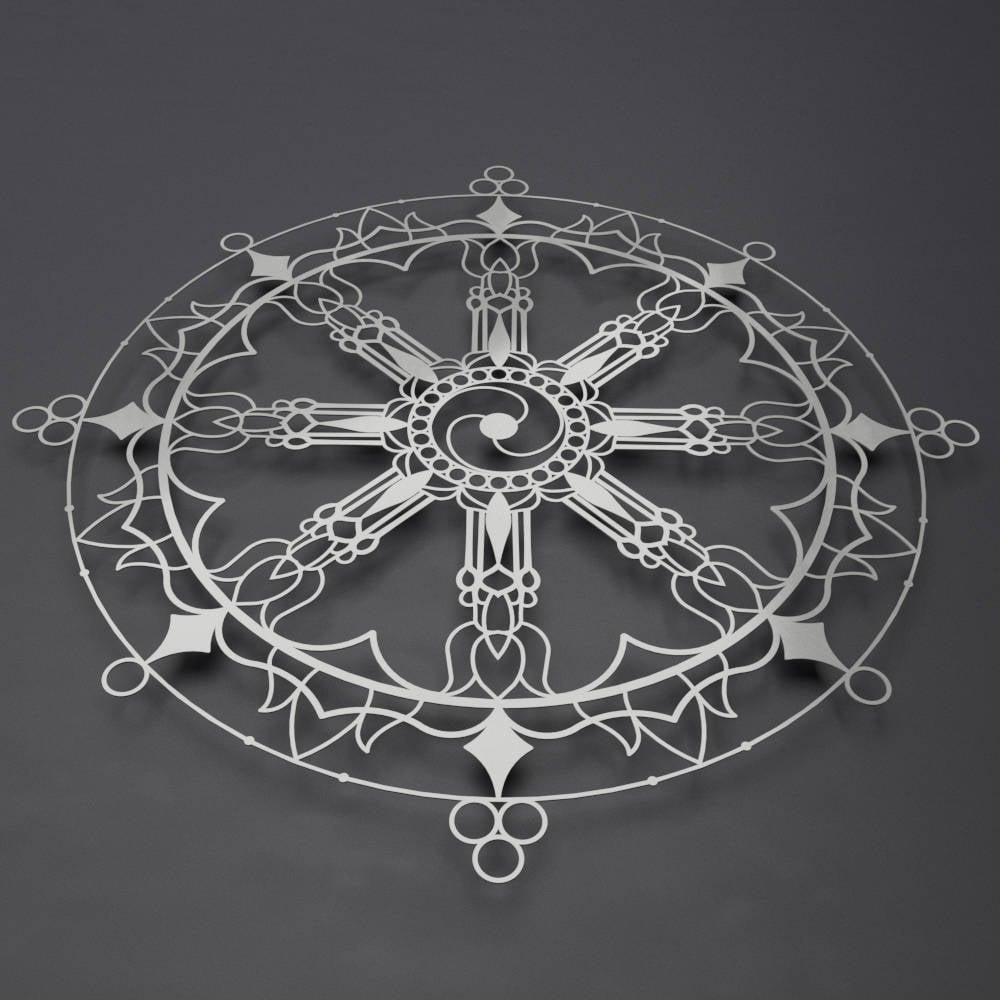 1000x1000 Tibetan Dharma Wheel Metal Wall Art Sculpture Buddhist Decor