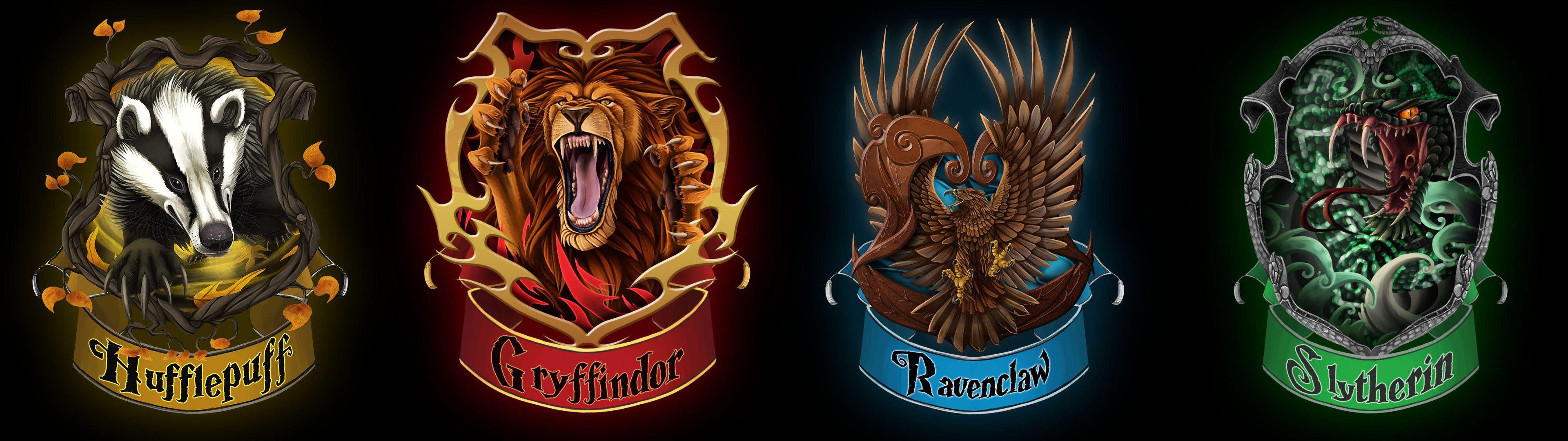 3840x1080 Hogwarts Houses Wallpaper
