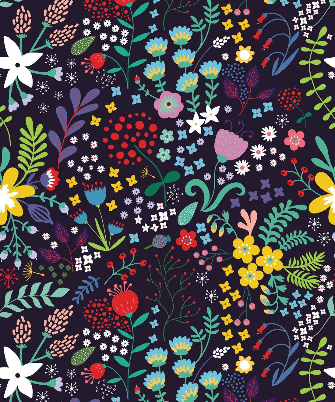 1100x1318 Friday Floral, Modern Whimsical Floral Wallpaper