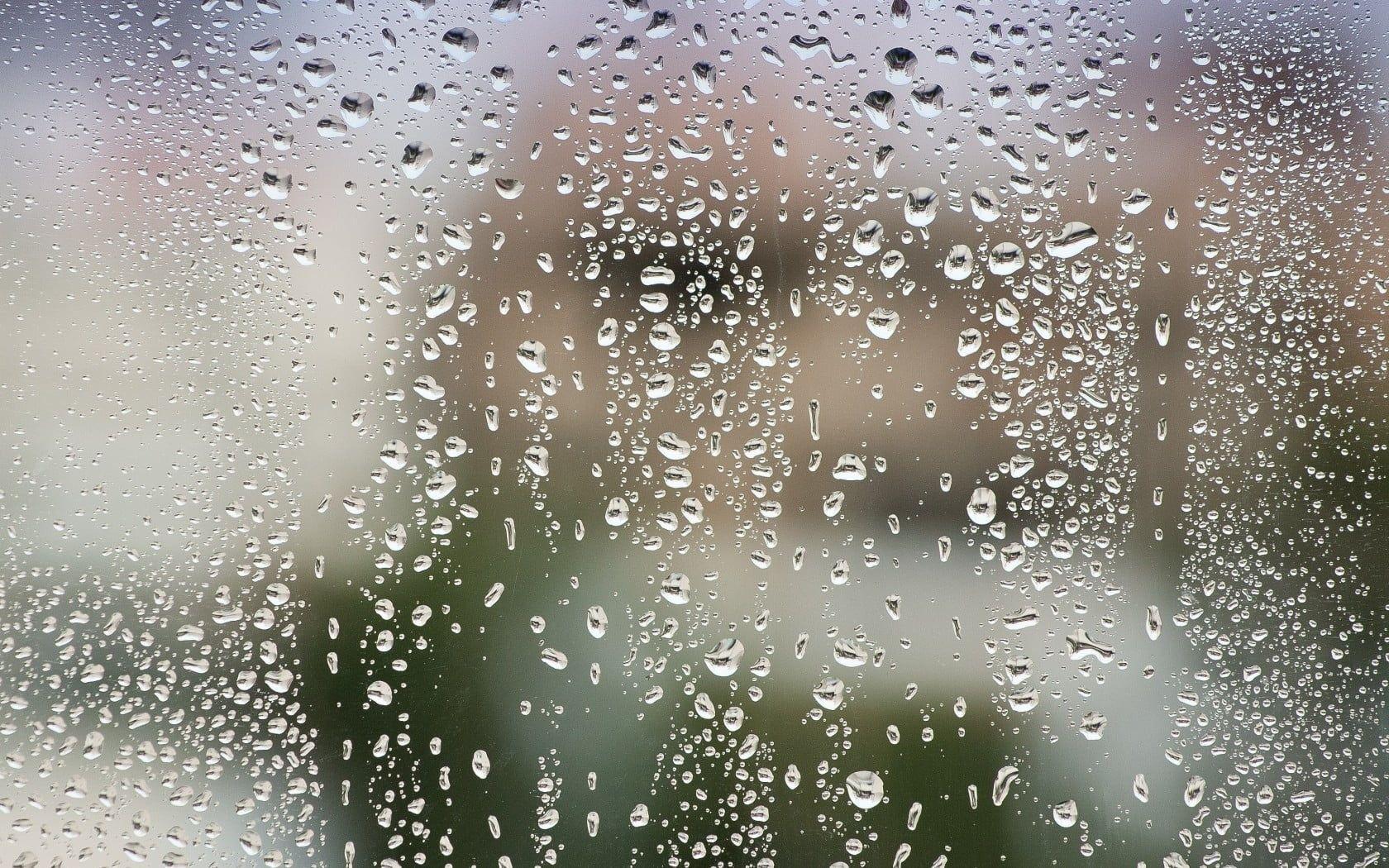 1680x1050 Macro shot photography of rain drops on glass window HD wallpaper