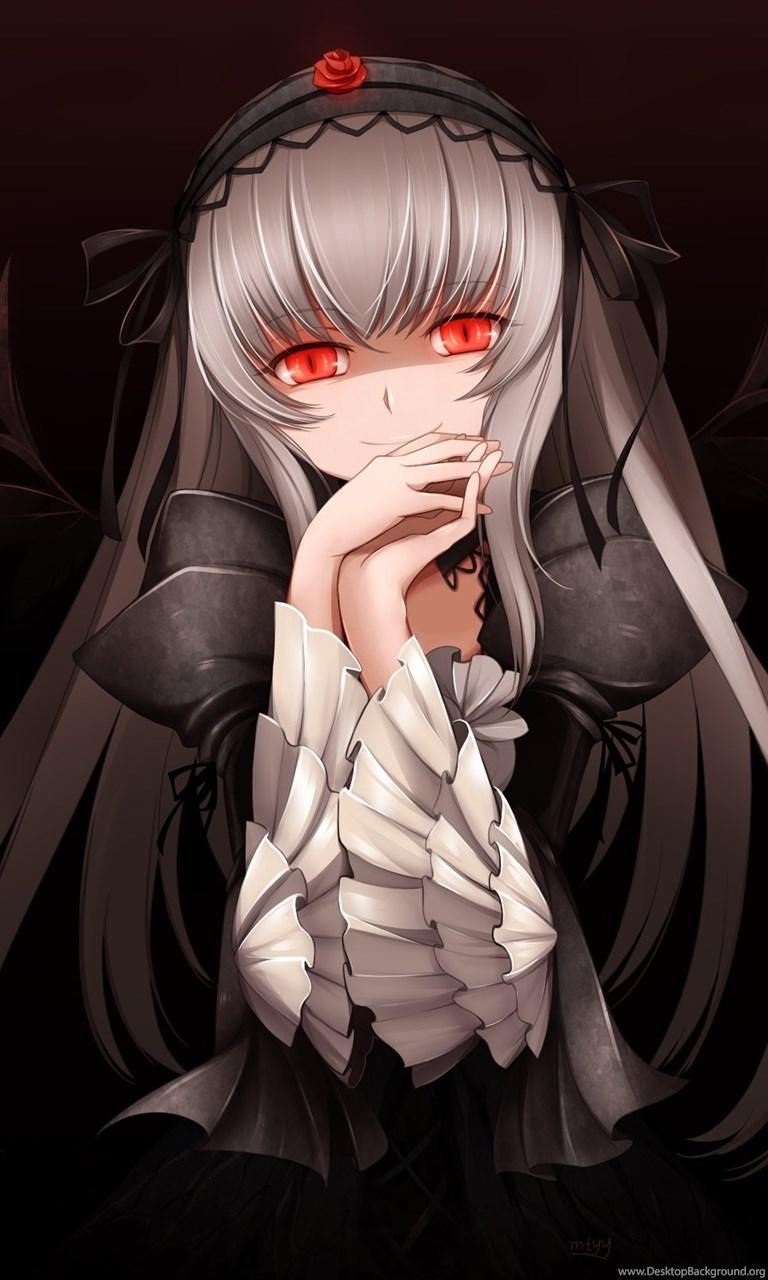 768x1280 Download Wallpaper Anime, Girl, Gothic, Eyes, Red HD Background Desktop Background