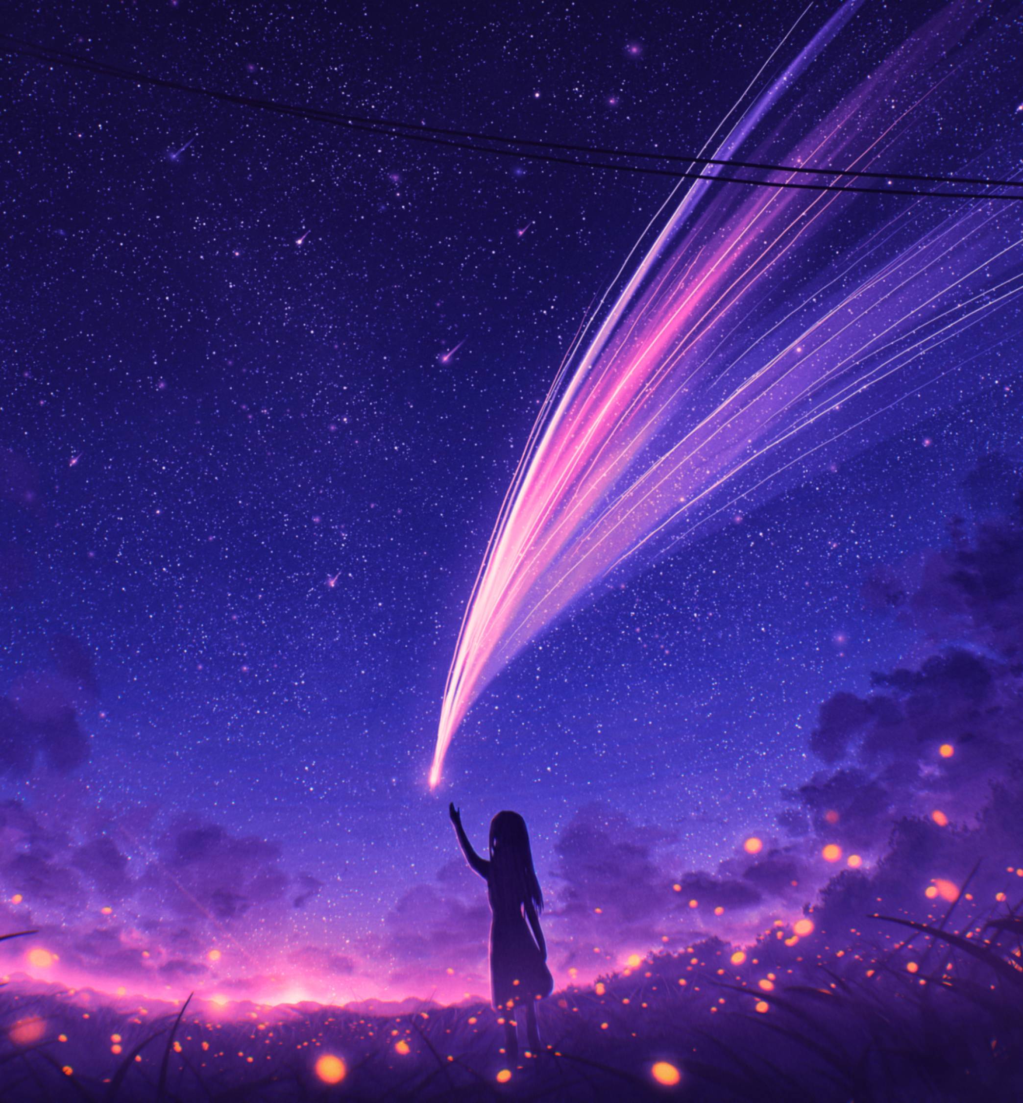 2088x2250 Anime Girl and Cool Starry Sky 2088x2250 Resolution Wallpaper, HD Anime 4K Wallpaper, Image, Photo and Background