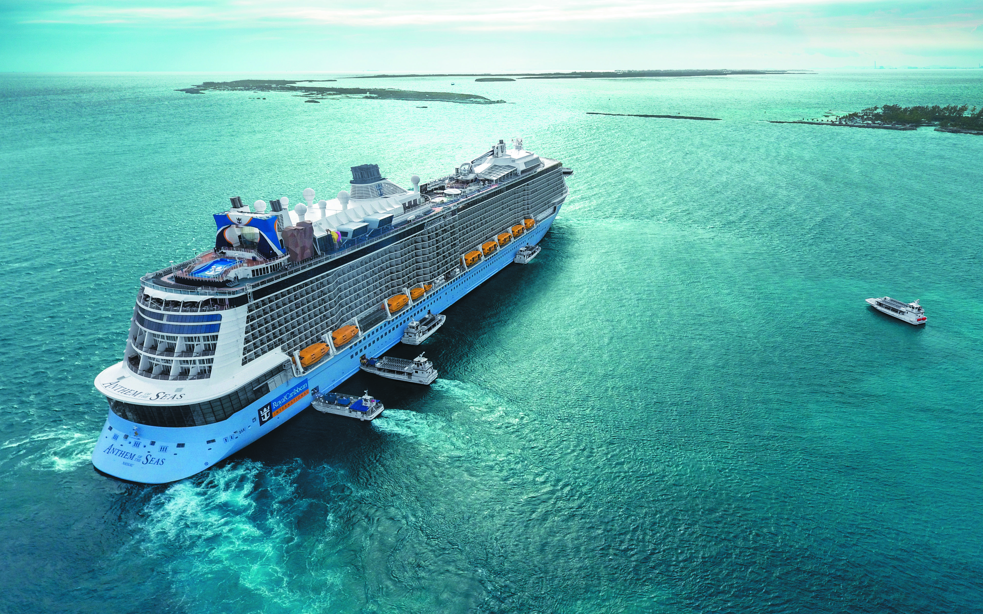 3840x2400 Download wallpaper Anthem of the Seas, luxury cruise liner, Caribbean Sea, large ship, Royal Caribbeans Quantum Class for desktop with resolution 3840x2400. High Quality HD picture wallpaper