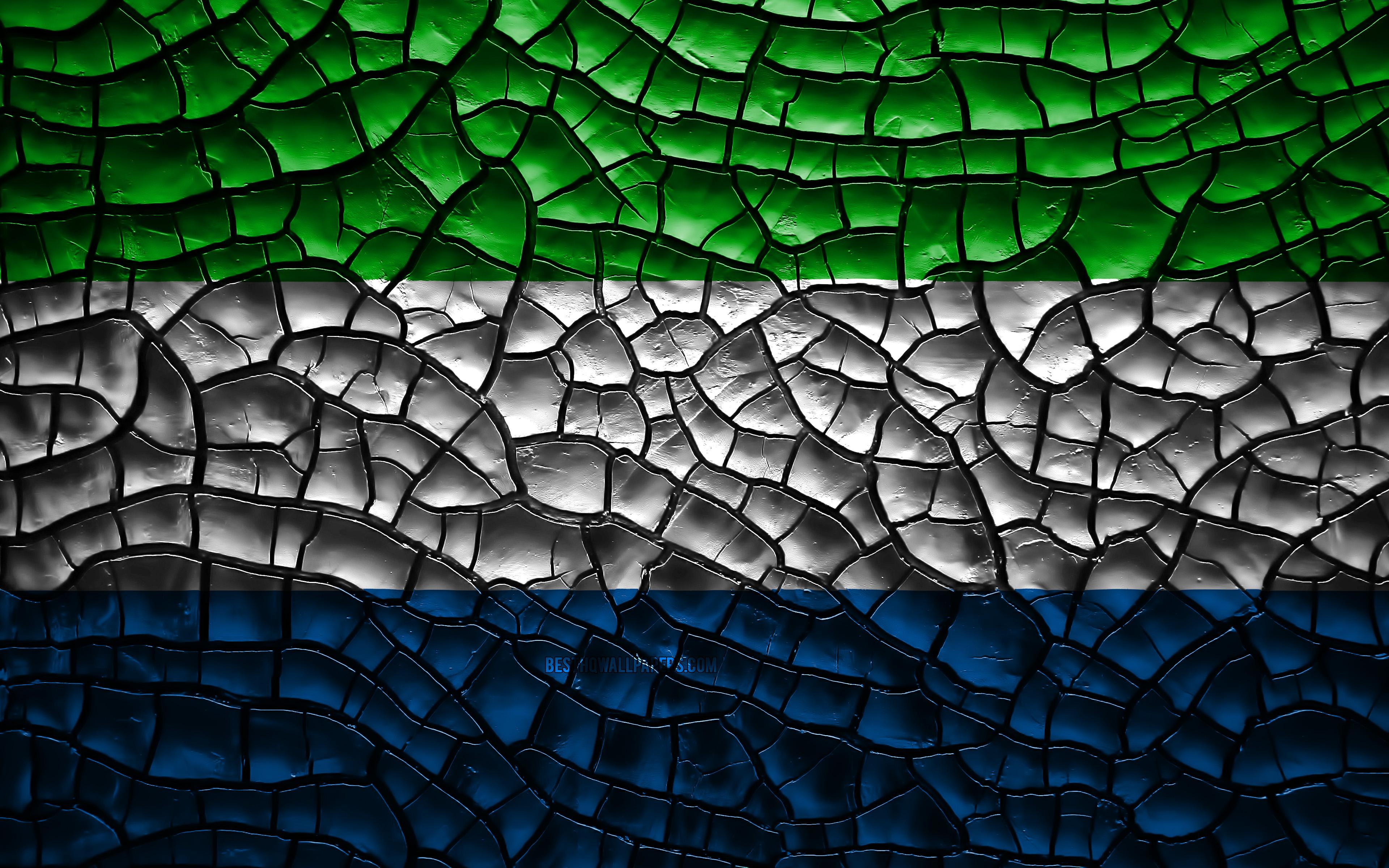 3840x2400 Download wallpaper Flag of Sierra Leone, 4k, cracked soil, Africa, Sierra Leone flag, 3D art, Sierra Leone, African countries, national symbols, Sierra Leone 3D flag for desktop with resolution 3840x2400. High Quality