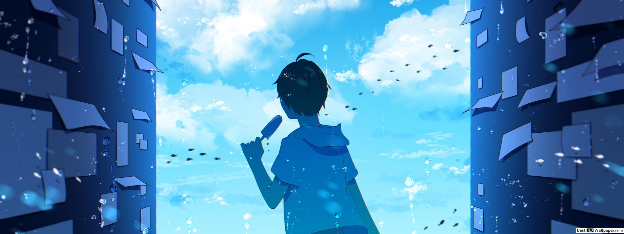 2560x960 Peaceful Cloudy Sky HD wallpaper download