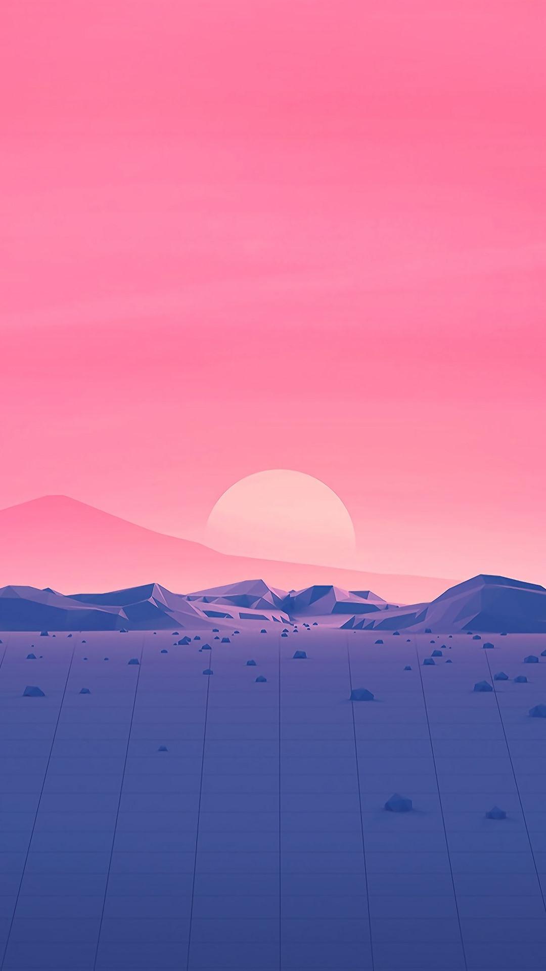 1080x1920 Wallpaper Mountains, sunset, red sky, vector picture 3840x2160 UHD 4K Picture, Image