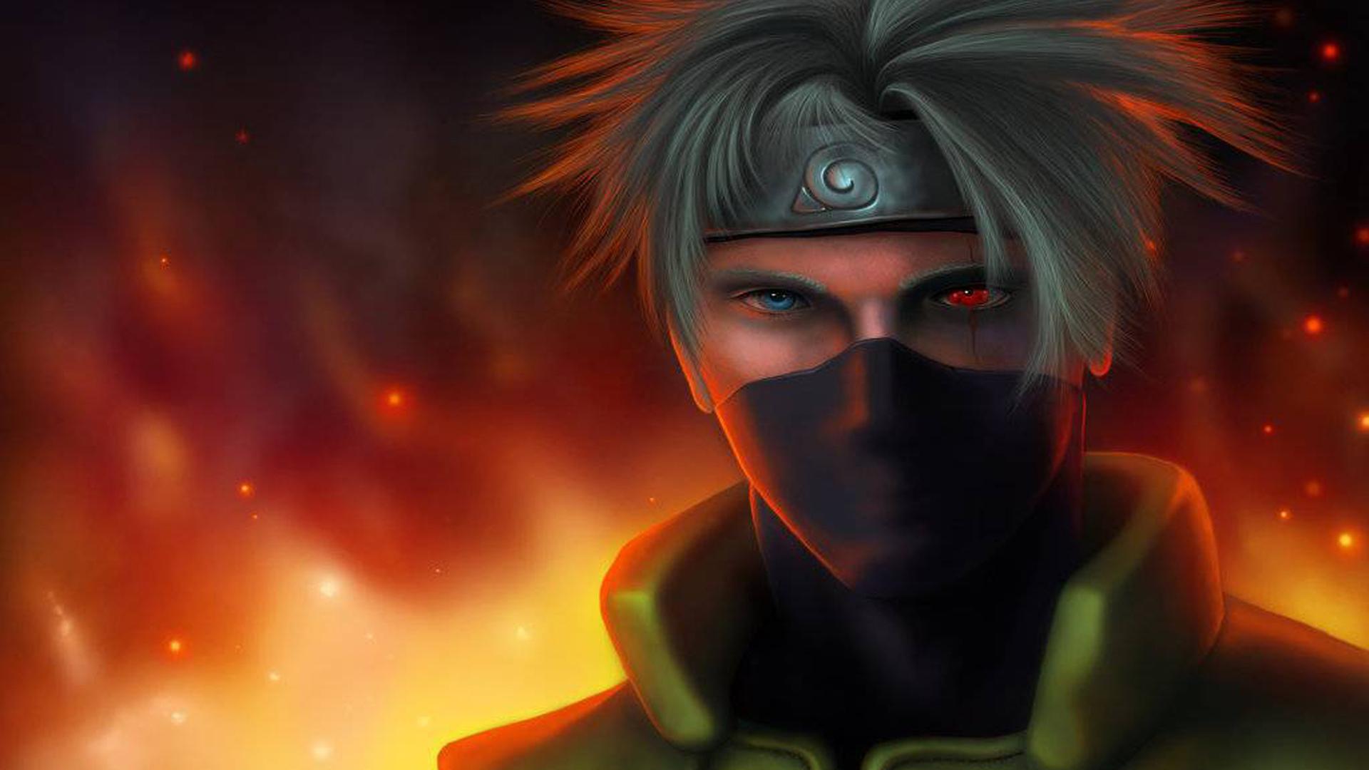 1920x1080 1920x1080 sharingan, naruto, hatake kakashi, flame, anime