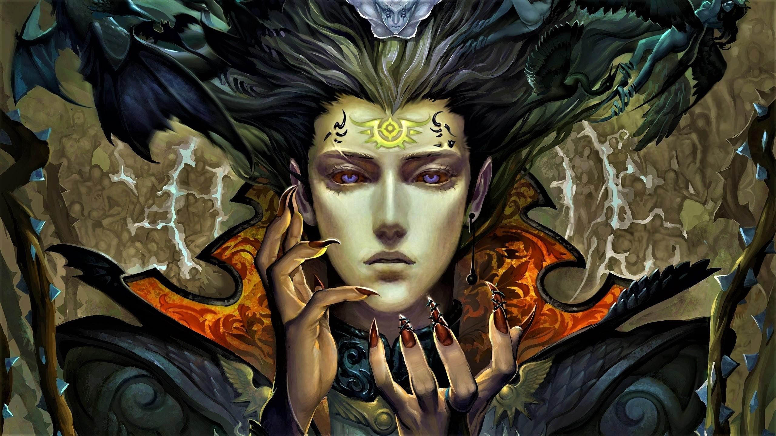 2560x1440 Evil Fantasy Queen HD Wallpaper