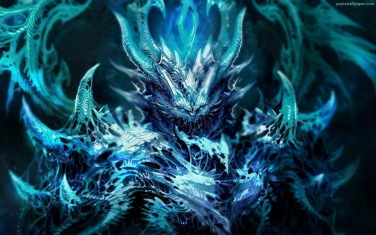 1222x763 Wallpaper For > Blue Dragons Wallpaper HD. Fantasy demon, Blue demon, Dark evil