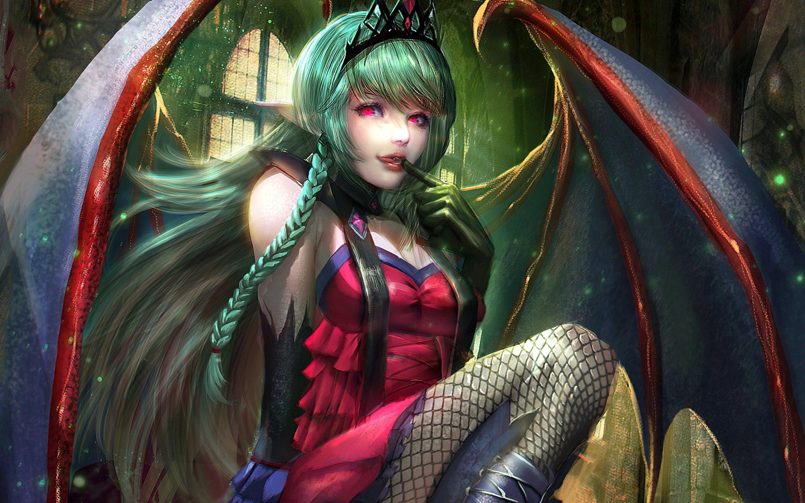 2560x1600 fantasy, Art, Artwork, Vampire, Evil, Dark, Angel, Succubus, Girl, Girls, Women, Woman, Female Wallpaper HD / Desktop and Mobile Background