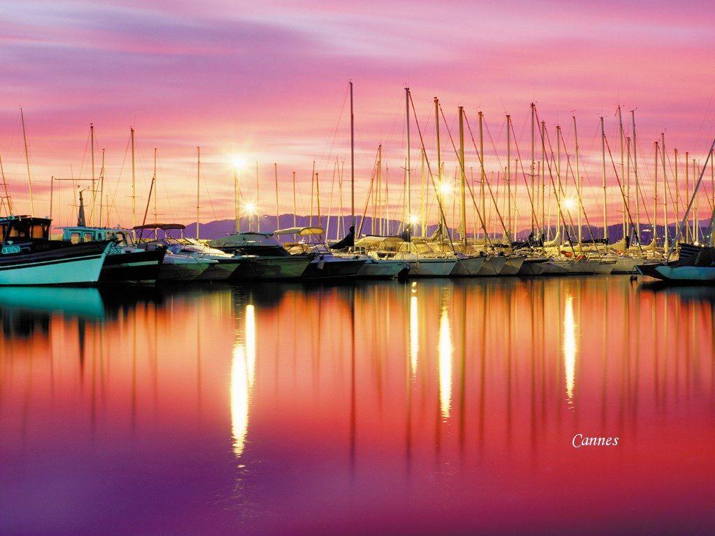 1024x768 Red sunset in Cannes, French Riviera. Sunsets. Cannes